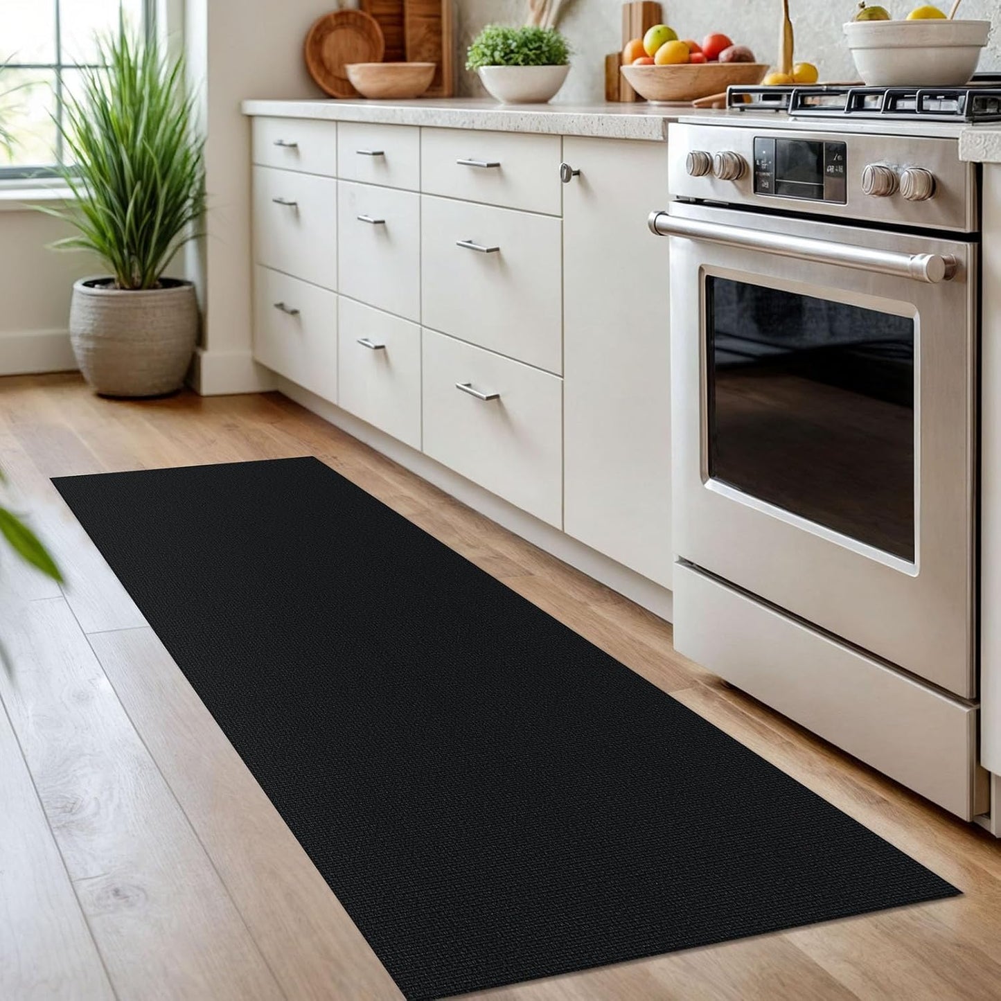 KOZYFLY Washable Runner Rug 2x7 ft Hallway Runner Non Slip Rubber Backed Kitchen Runner Rugs Bobo Entryway Runner Indoor, Carpet Runners for Hall Entrance Bedroom, Black