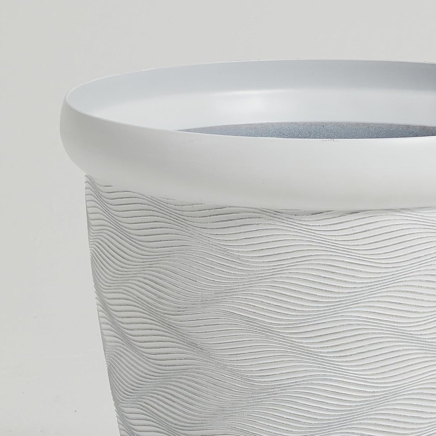 Worth Garden 2-Pack 16" Large Round Planter - Weave Pattern Lightweight Plastic Plant Pot 16" x 17.5" for Indoor Outdoor Use - Decorative Containers for Front Porch Home Yard Deck Patio - White