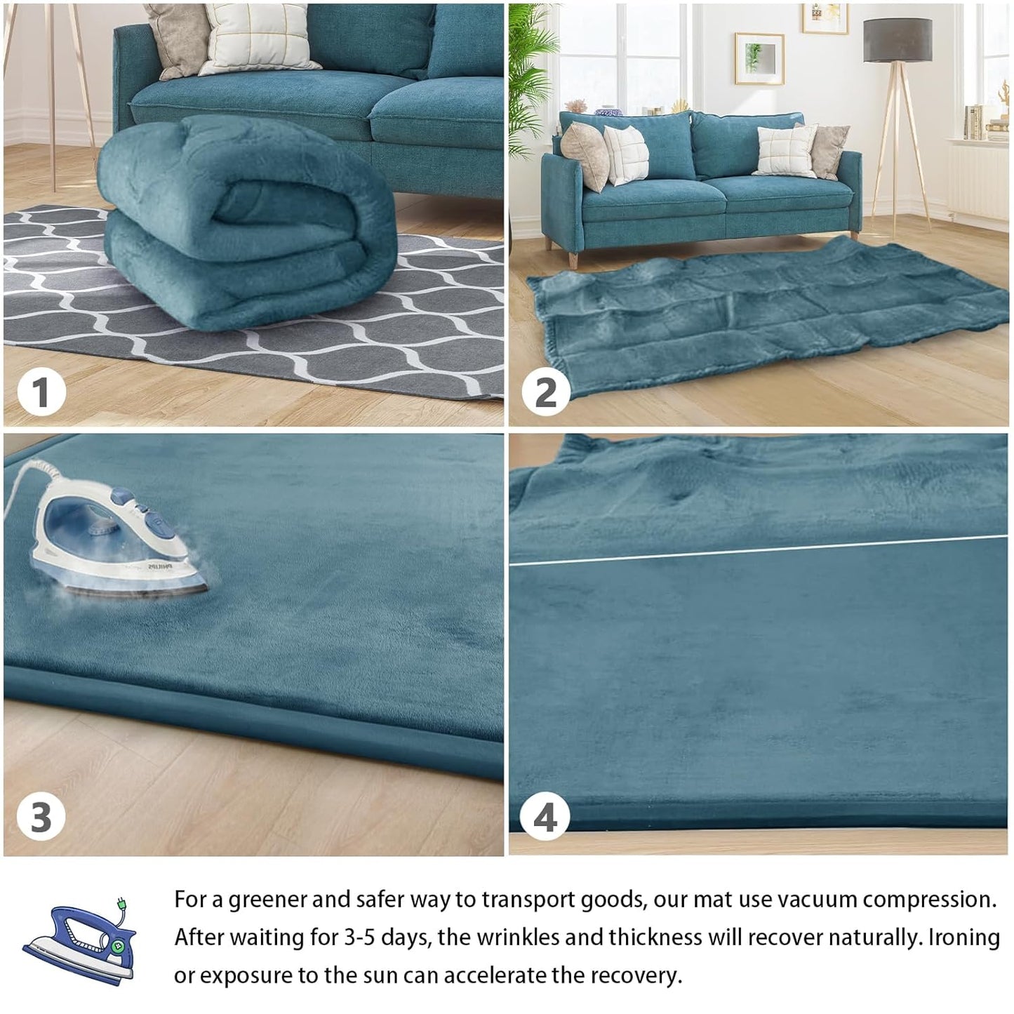 Baby Play Mat for Floor Tummy Time Mat Nursery Rug Muscle Area Rug Playroom Rug Tatami 74 * 50" Memory Foam 1.3" Thick Crawling For Babies,Toddlers, Infants, Kids,Floor(Green)