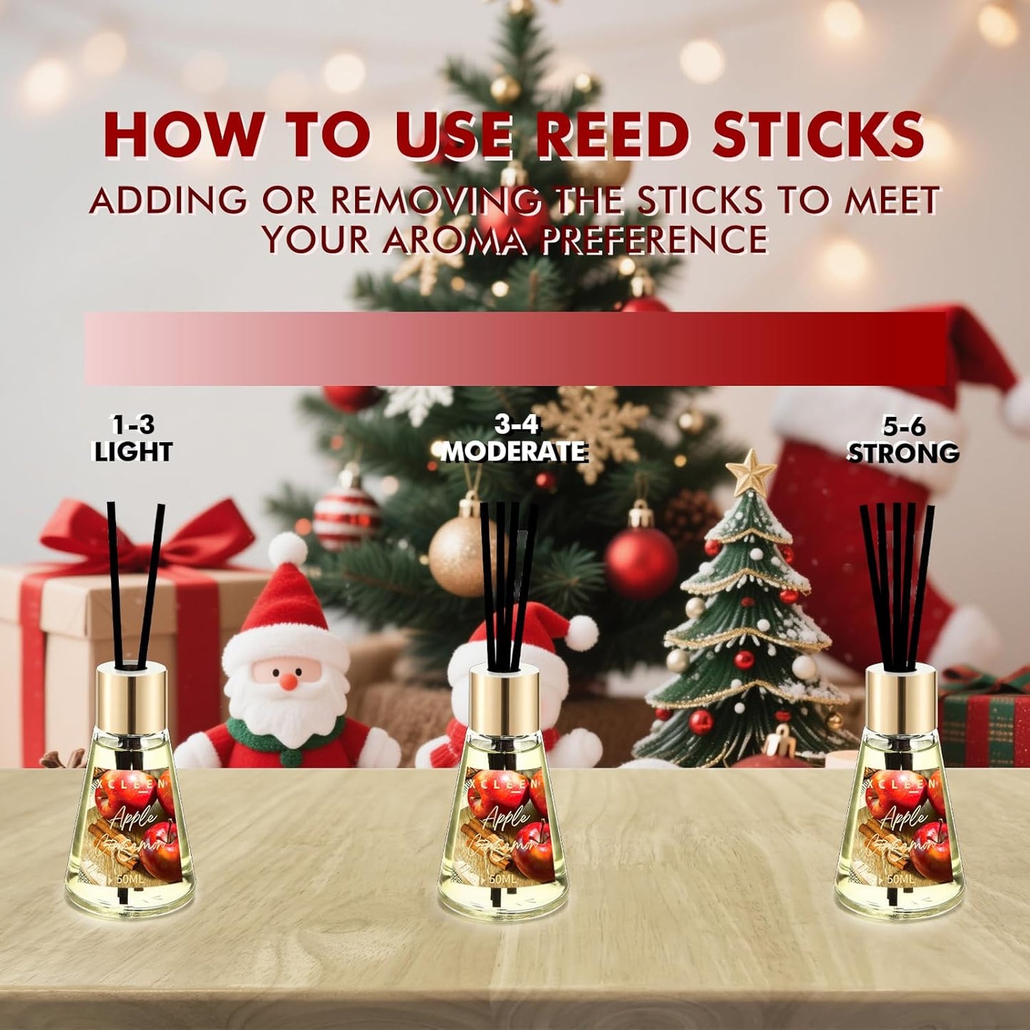 Reed Diffuser Set of 3, Scented Diffuser with Sticks, Gingerbread Joy/Apple Cinnamon/Balsam Cedar, Air Fresheners for Home Bathroom Shelf Decor, Aromatherapy Oil Diffuser Gift Idea, 1.7Oz x 3