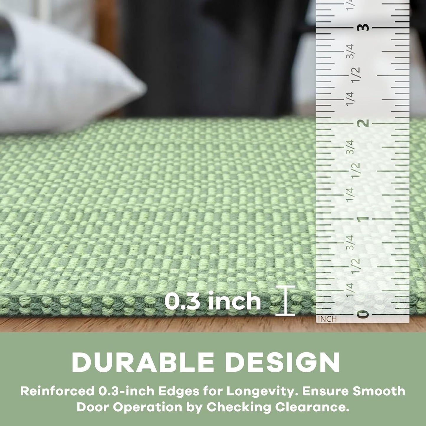 KOZYFLY Washable Entryway Rug 3x5 Ft Area Rugs Cotton Rubber Backed Throw Rugs Indoor Door Mat Kitchen Rugs Braided Floor Carpet for Front Entrance Bathroom Kitchen Living Room, Sage Green