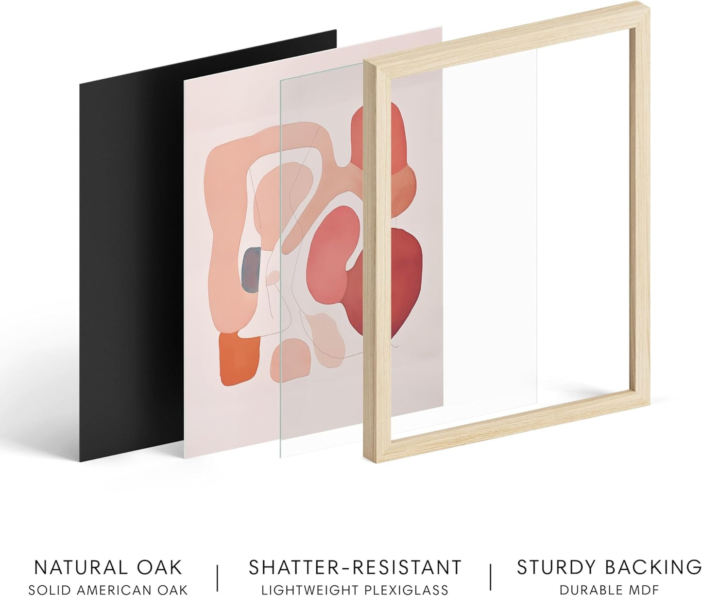 HAUS AND HUES Pink Abstract Shapes Art Print with Natural Oak Frame 8x10