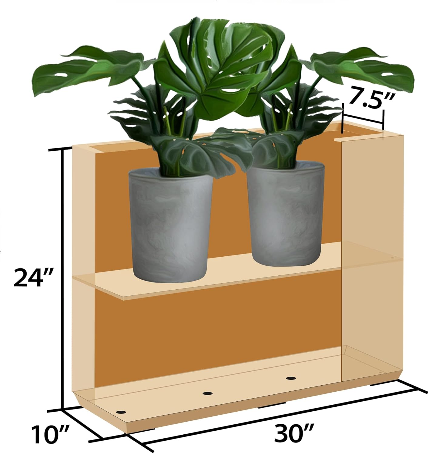 Wallowa Metallic Heavy Outdoor Planter Box, Span Planter, Long and Tall Divider Planter, 30Lx10Wx24H, Coral Peach, Seamless 30.8 Pounds
