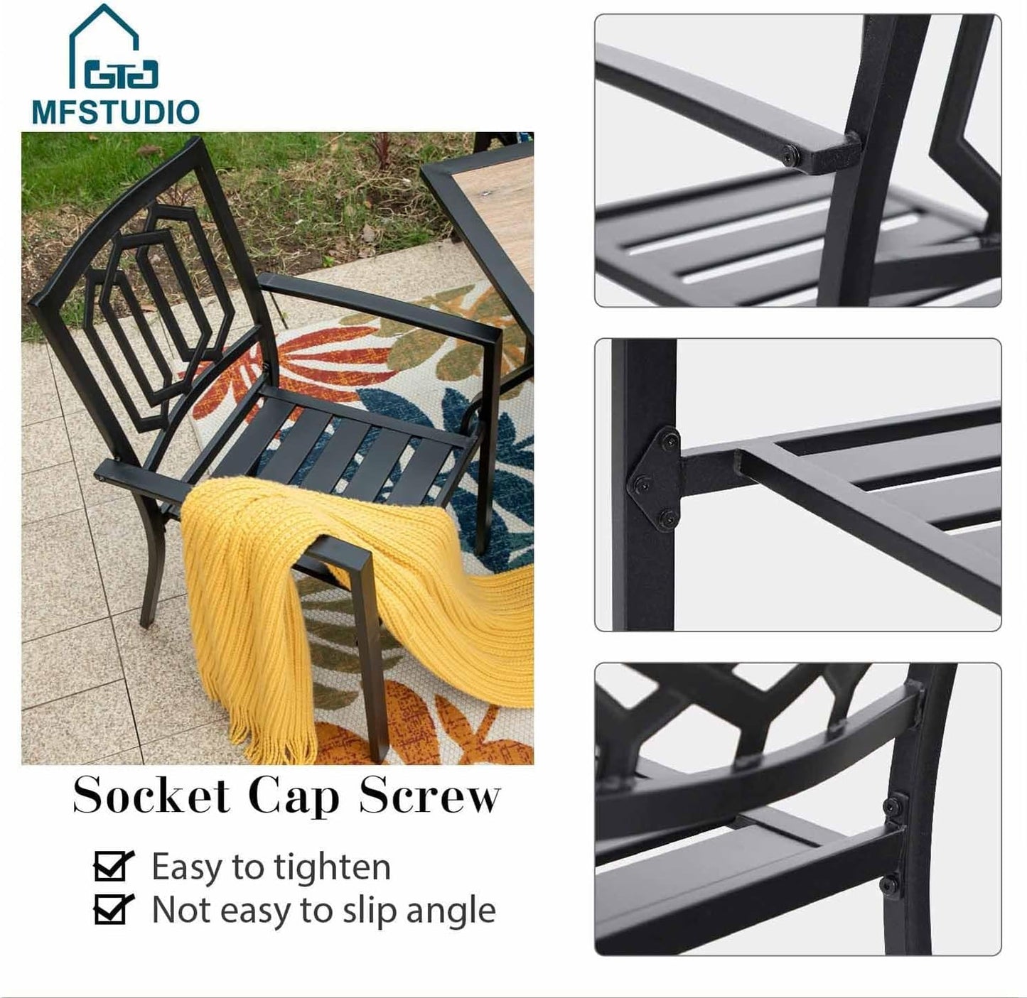 MFSTUDIO Patio Table and Chairs Set, Patio Dining Set for 8 with Expandable Table, 9 Piece Metal Outdoor Dining Set, Outdoor Patio Furniture Set for Deck Backyard Poolside Garden