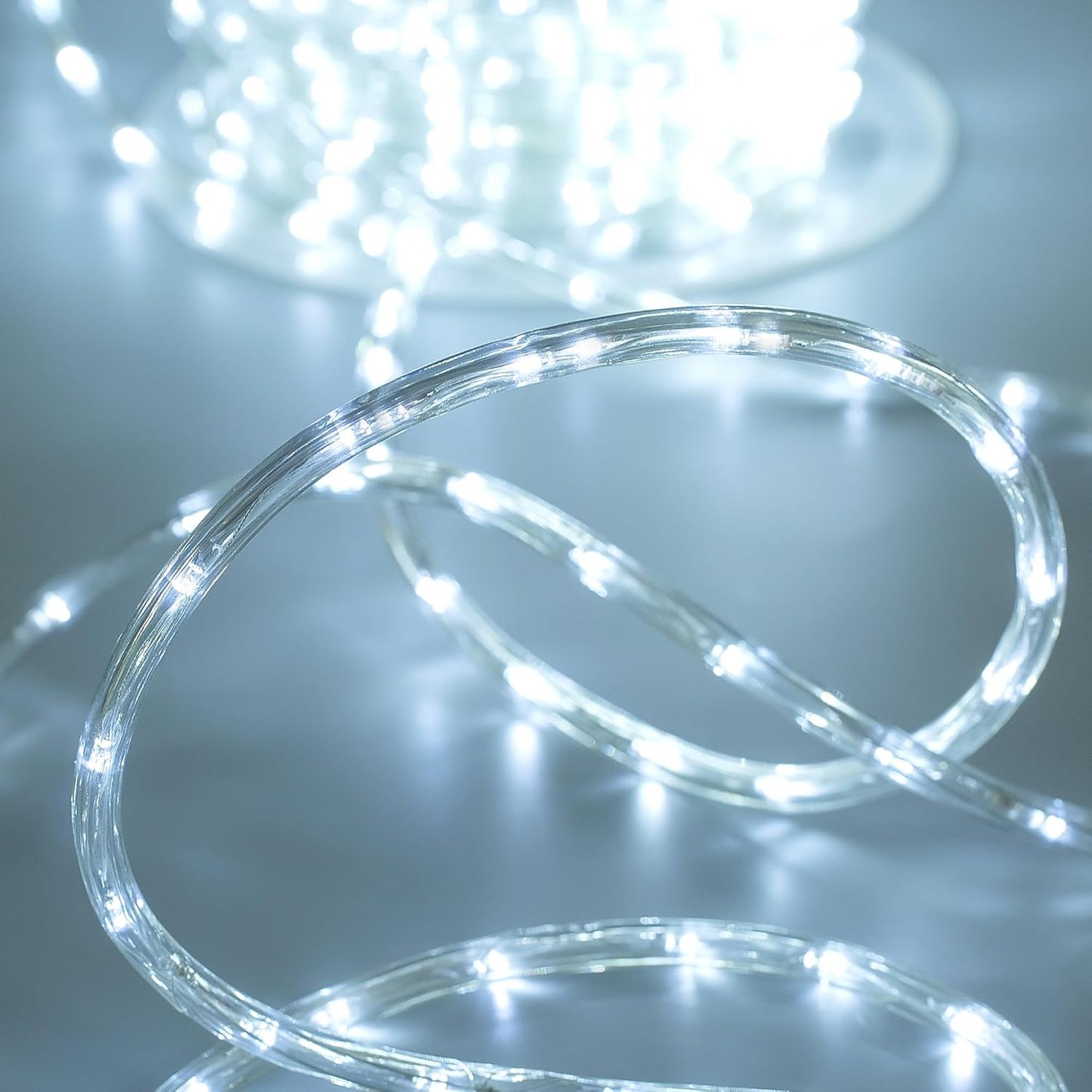 Waterproof LED Rope Lights, Connectable & Flexible with 8 Modes, Outdoor Lighting for Deck, Garden, Pool, Patio & Christmas Decor (White, 50ft)