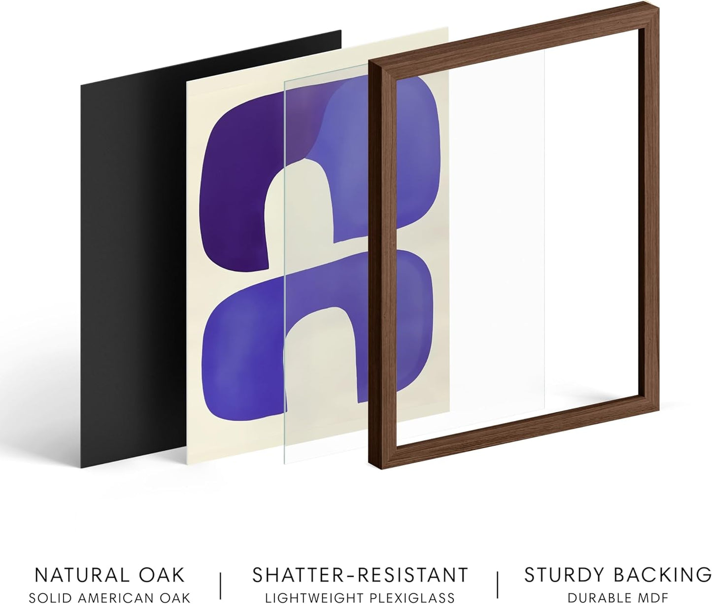 HAUS AND HUES Modern Abstract Wall Art - Blue and Green Living Room Art, Modern Artwork for Walls, Minimalist Picture for Living Room(Blue Tribal Shapes, Walnut Frame, 24x36)