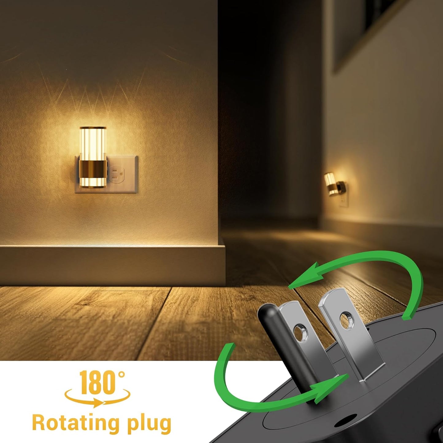 L LOHAS LED Night Light, Automatic Night Lights Plug into Wall, 2 Pack 0-100LM Adjustable Brightness Night Light, Dimmable Night Lights Plug in with Auto Light Sensor, for Bedroom Hallway Home Decor