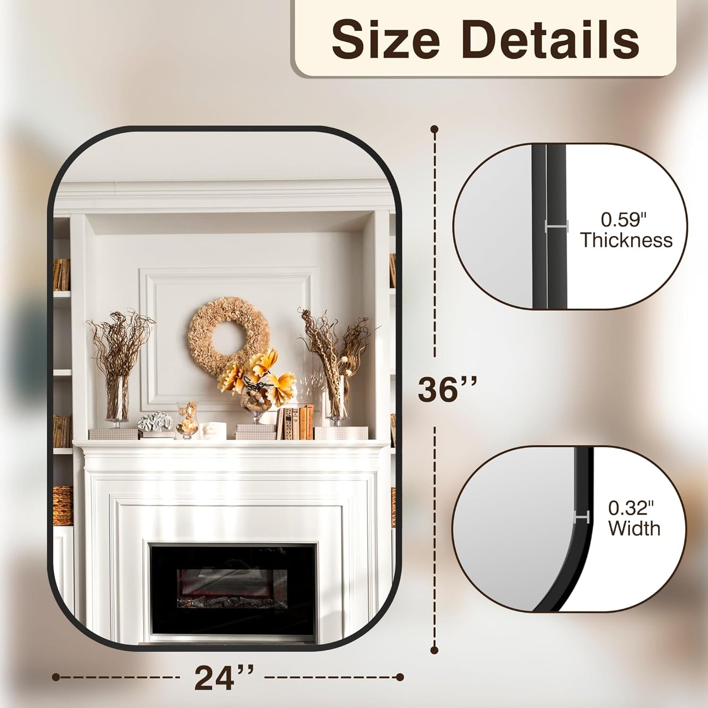 FICTOR Bathroom Vanity Mirror for Wall, 2 Pack 24" x 36" Rectangle Bathroom Mirror for Over Sink, Metal Framed, Hangs Horizontally or Vertically(Black)