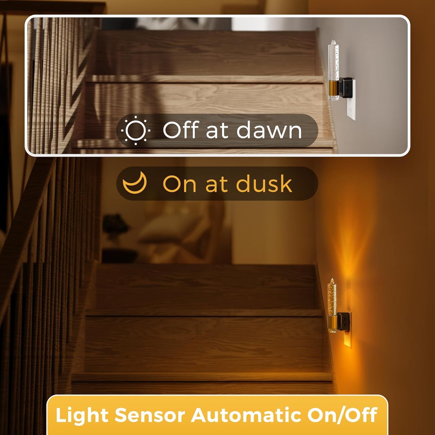 L LOHAS LED Night Light, Amber Candle Night Lights Plug into Wall, 0-100 LM Dimmable Nightlight, Plug in Bubble Night Light with Dusk to Dawn Sensor, for Bathroom Hallway