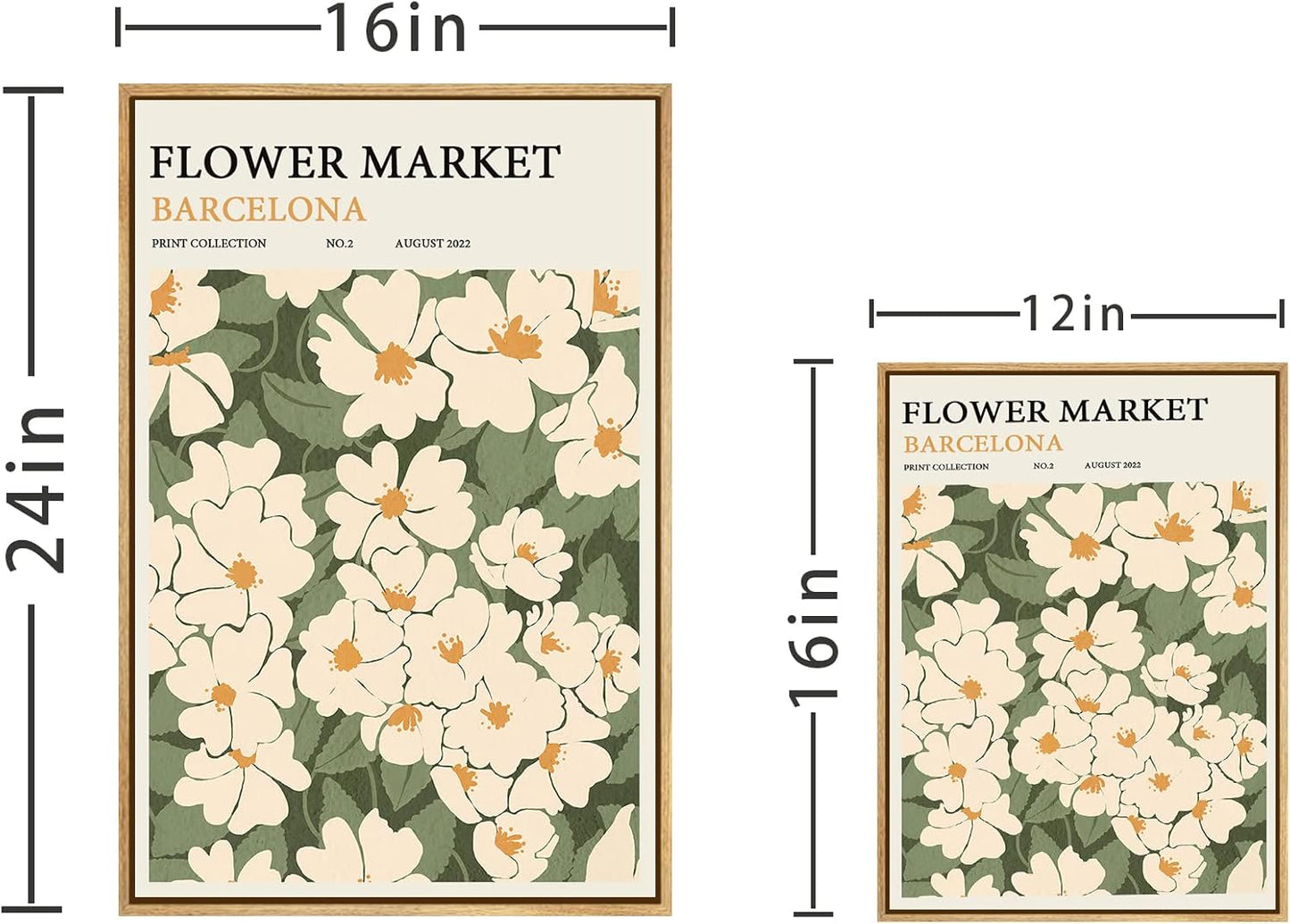 Zzuyi Framed Flower Market Wall Art,Green And White Fresh Art Print for Bathroom, Bed Room, Office Home Decoration Gift- 12"x 16"