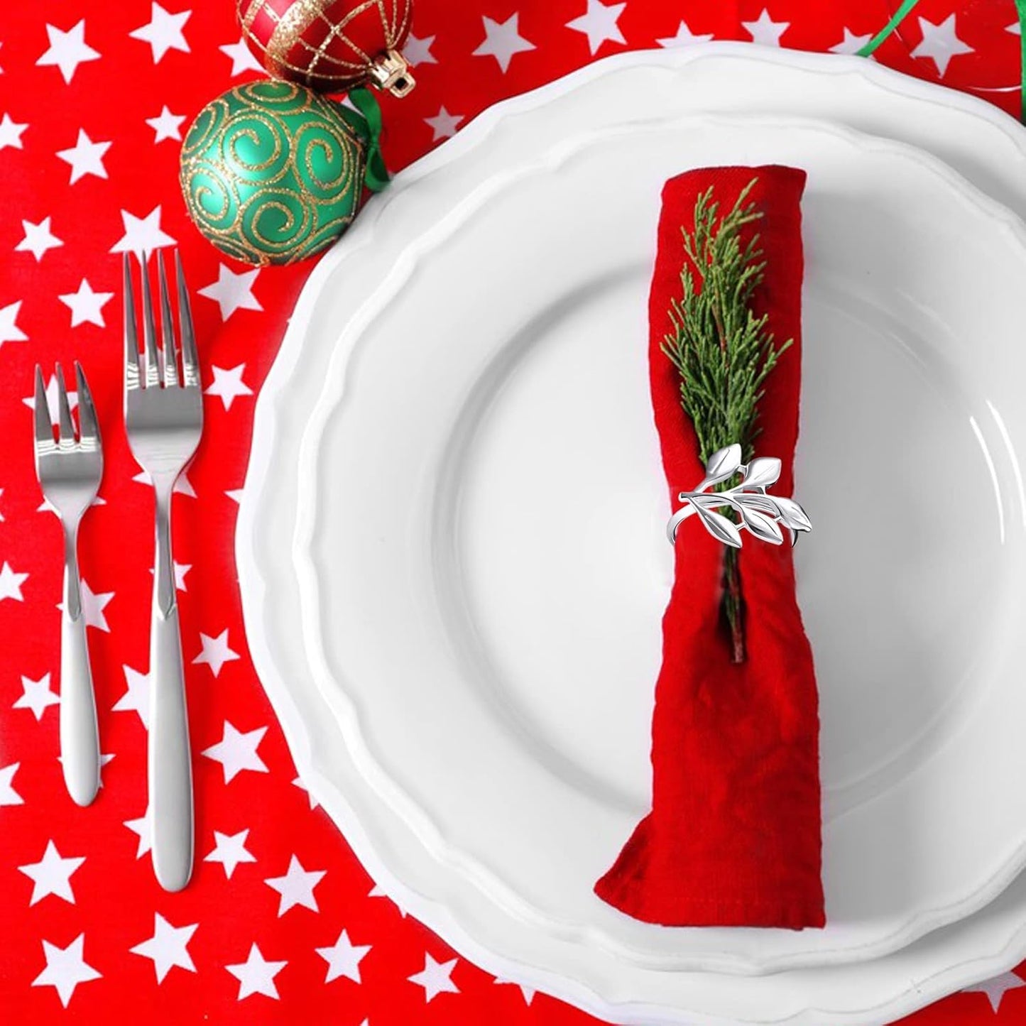 Legigo Sliver Napkin Rings Set of 12, Metal Leaf Napkin Ring Holders for Cloth Napkins, Fall Napkin Ring Buckles Bulk for Wedding Receptions, Christmas Thanksgiving Holiday Party Dinner Table Settings