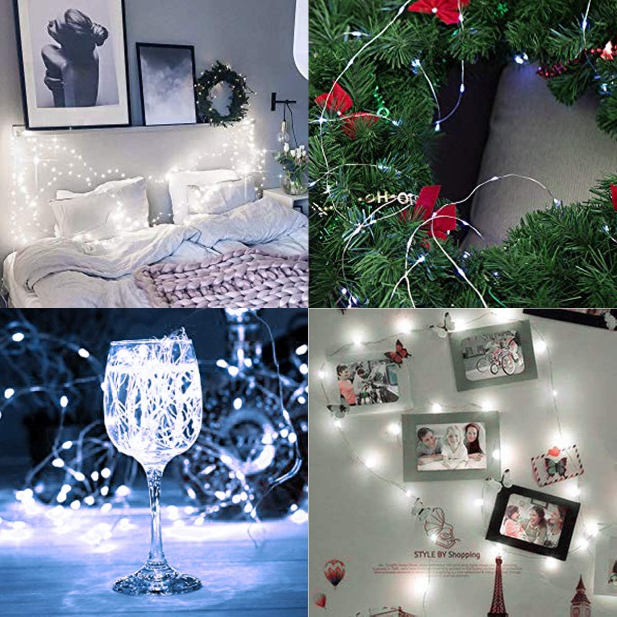 Decute 300LED 99FT Fairy String Lights Christmas Lights Silver Wire with Remote, Firefly Starry Light for DIY Christmas Tree Costume Wedding Party Table Centerpiece Decor Cool White