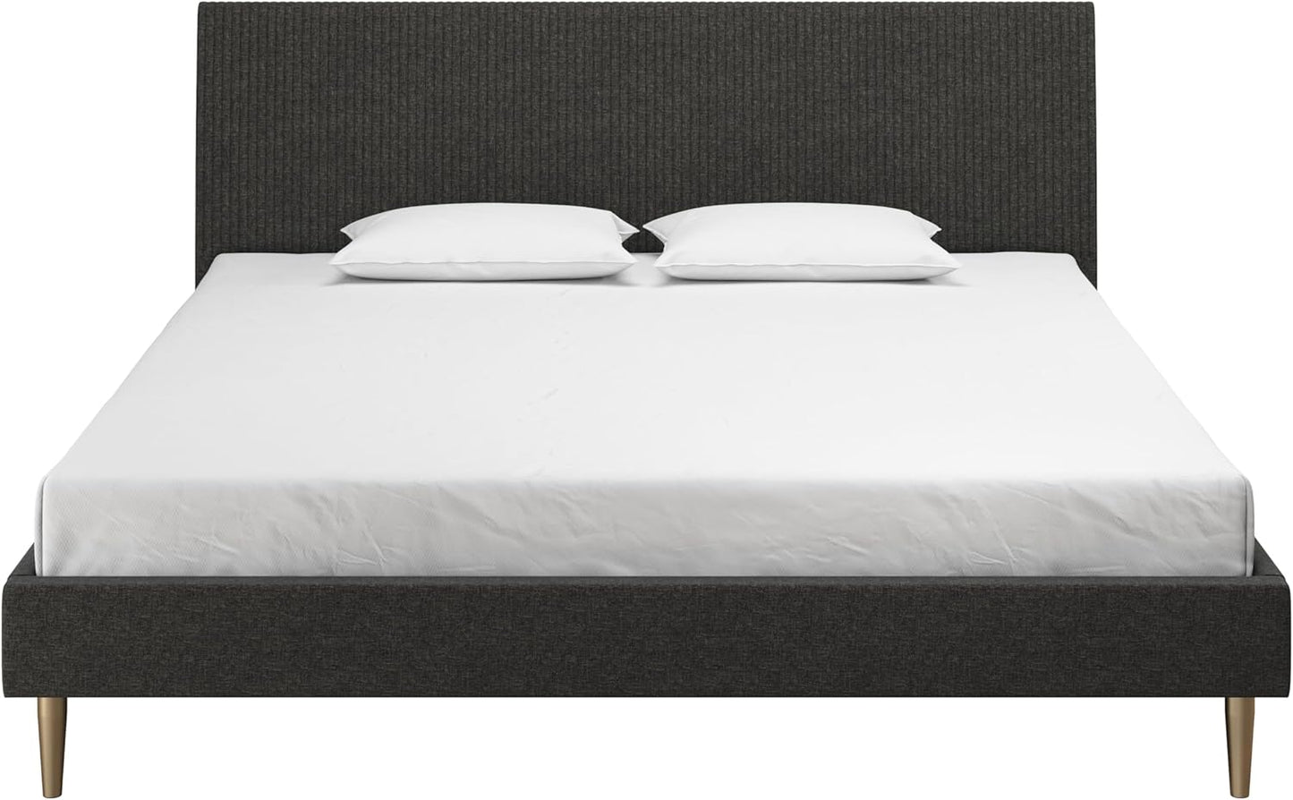 Mr. Kate Daphne Upholstered Bed with Headboard and Modern Platform Frame, King, Dark Gray Linen