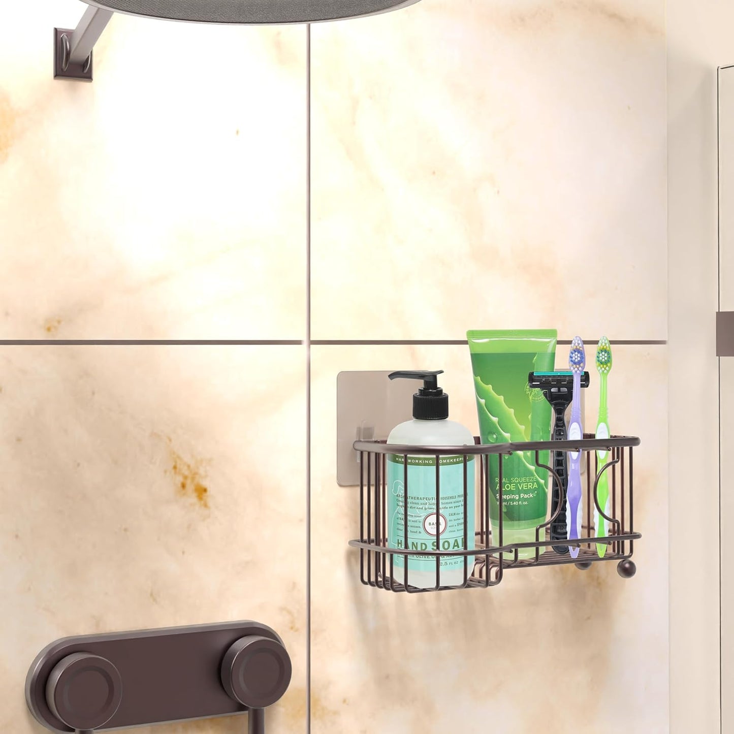 Simple Houseware 6 Slots Toothbrush Holder Adhesive Wall Organizer, Bronze