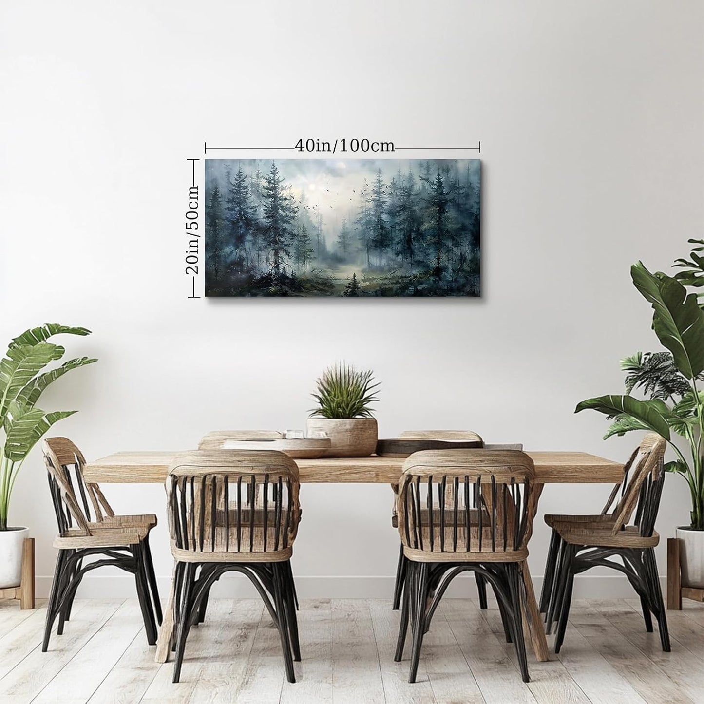 SERIMINO Large Canvas Wall Art, Forest Landscape Canvas Prints Paintings, Pine Trees Room Decorations, Foggy Forest Pictures Wall Decor Living Room, Bedroom Bathroom Aesthetic Large Artwork 20"X40"