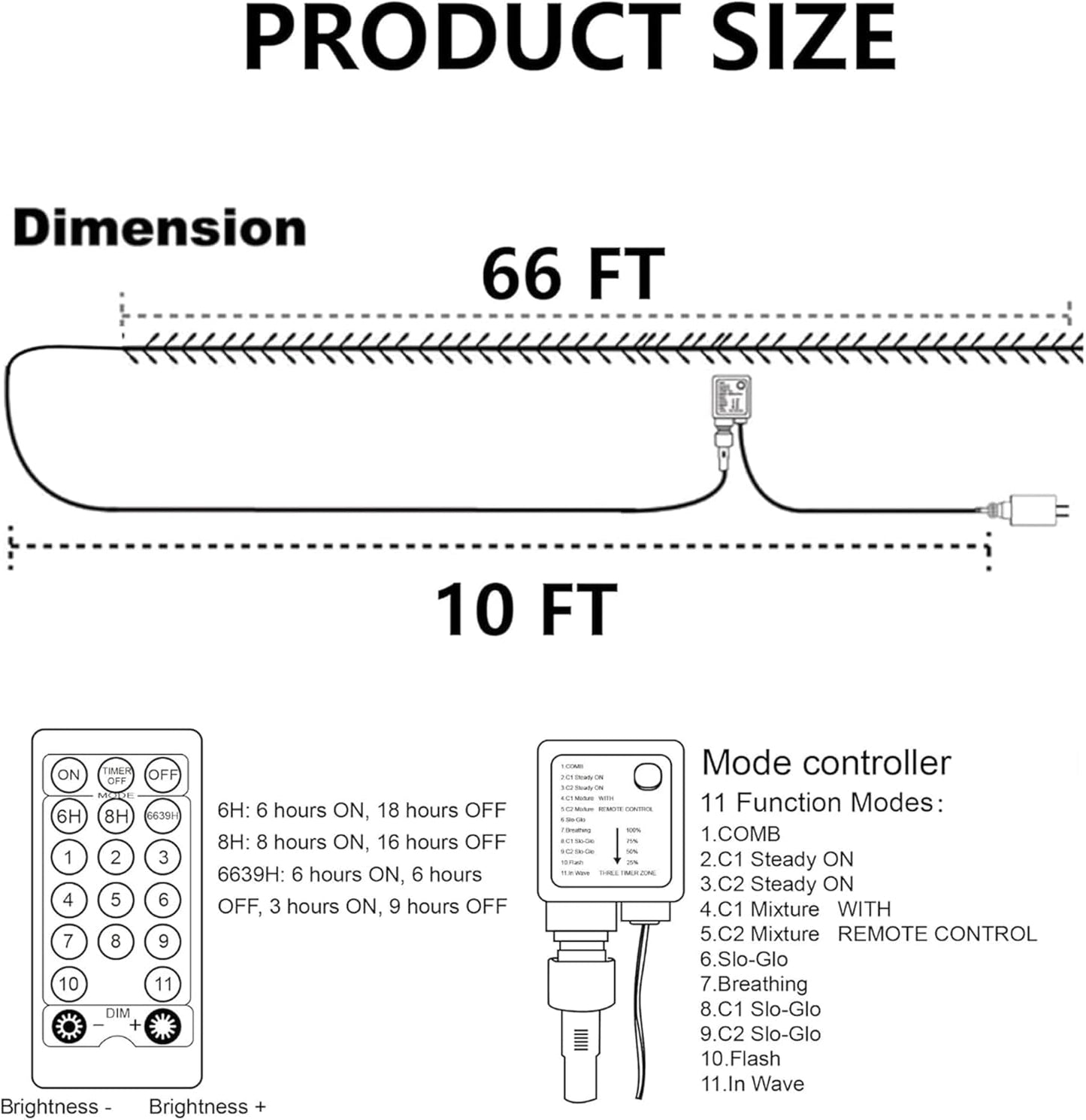 TW SHINE 66FT 200 LED Color Changing Christmas Lights, Warm White & Multi Color Waterproof String Lights with 11 Functions, Remote Christmas Decorations for Indoor Outdoor Party Wedding Garden Decor