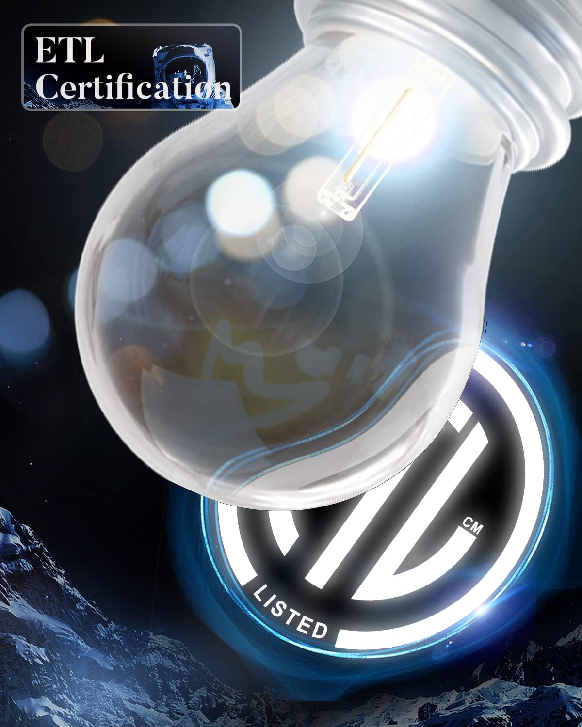 Lightdot LED Outdoor String Lights 96FT Patio Lights with 60 Shatterproof S14 Vintage Edison Bulbs, Outside Hanging Light Waterproof for Porch, Deck, Garden, Backyard, Balcony, Dimmable- ETL Listed