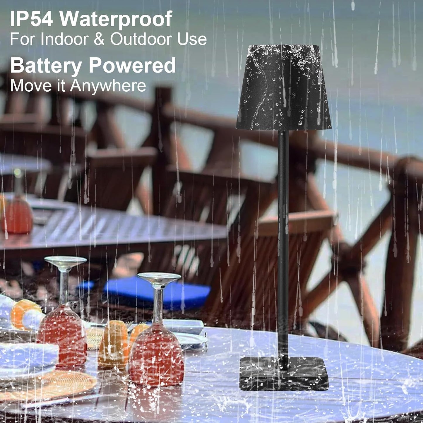 2 Pack Rechargeable Cordless Table Lamps, 5200mAh Battery Touch Table Light, Aluminum Shell Stepless Dimmable Portable LED Desk Lamp for Dinner/Restaurant/Outdoor Black