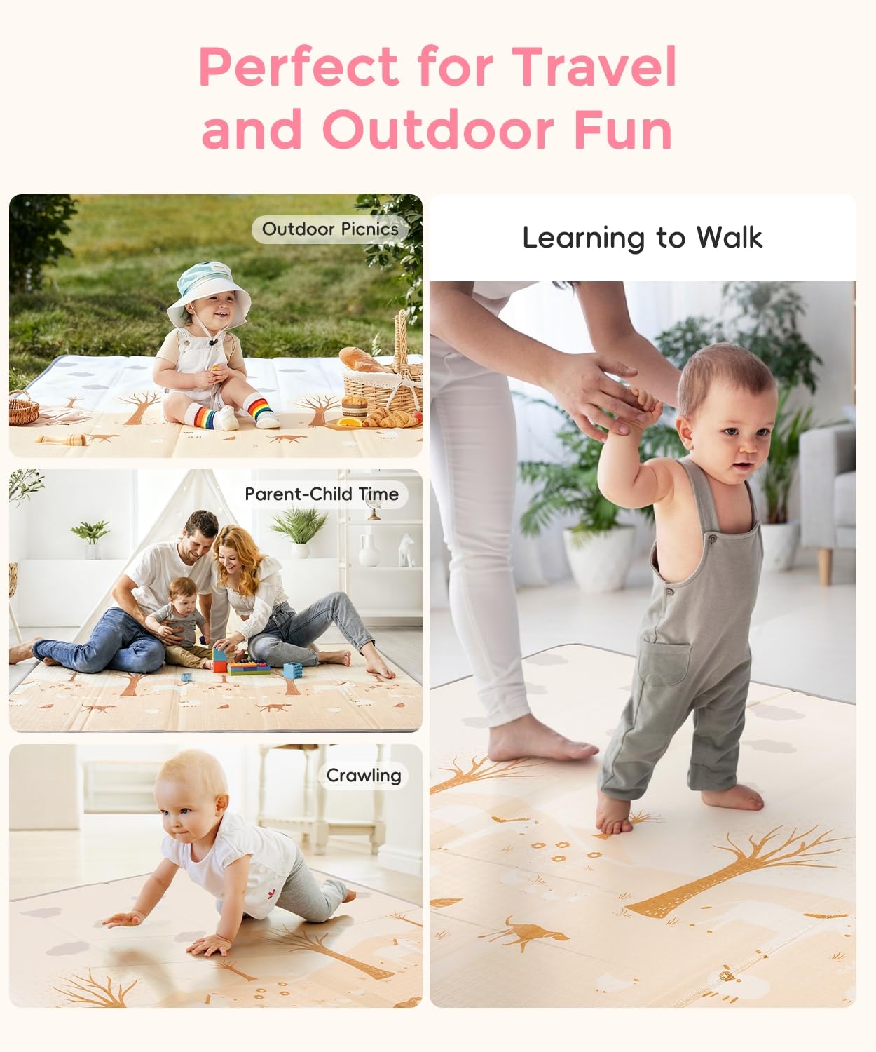 Large Baby Play Mat Foldable,0.8 Inch Waterproof Playroom,79 x 71 Playpen Mat | Outdoor Backyard Non-toxic Crawling Cushioned Infant, Folding Floormats Toddler Extra Thick Kids Playmat