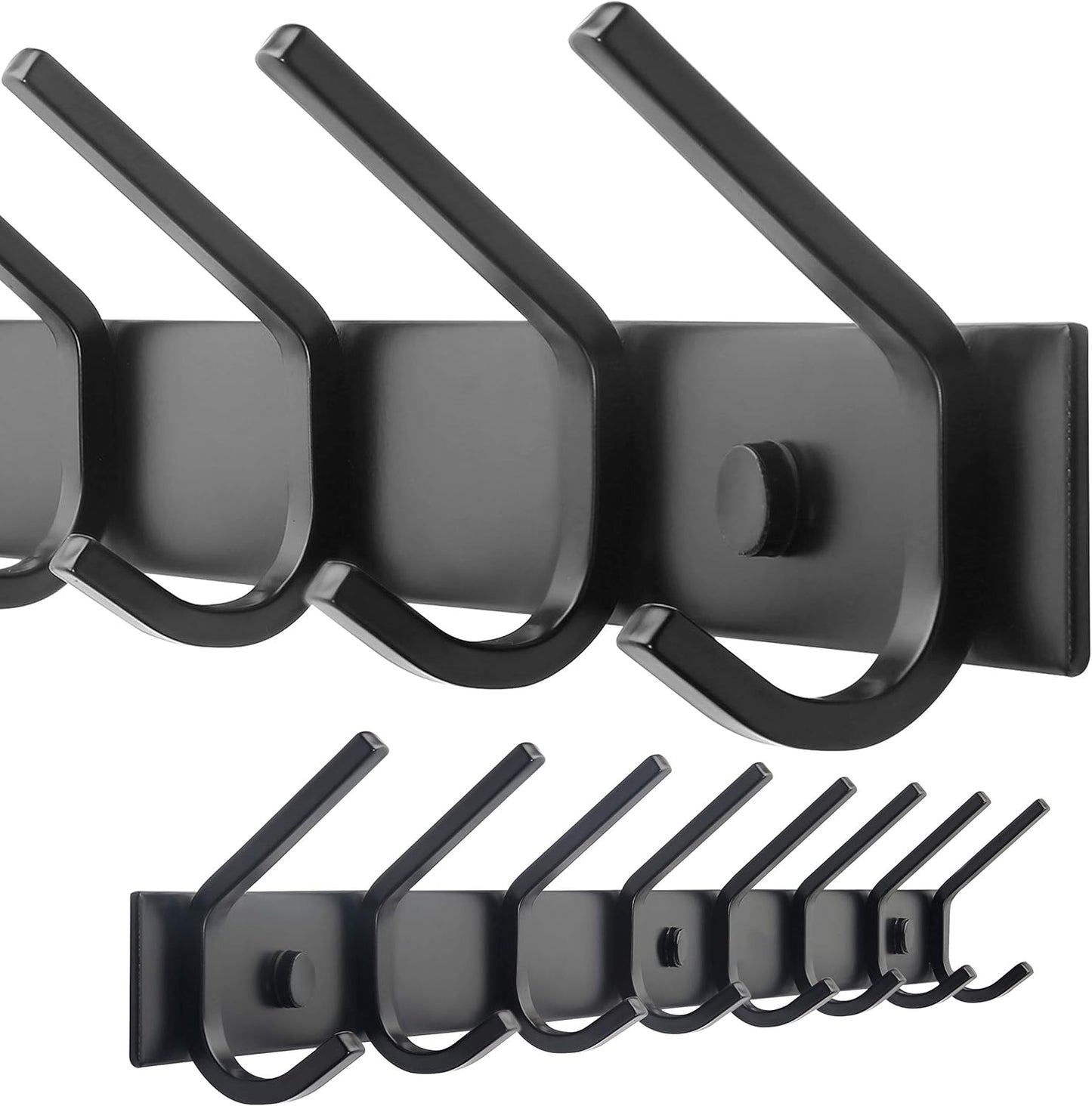 WEBI Coat Rack Wall Mounted,8 Coat Hooks for Hanging Coats,24" Heavy Duty Metal Double Hook Rack Rail Coat Hanger Wall Mount for Clothes Entryway Jacket,Black