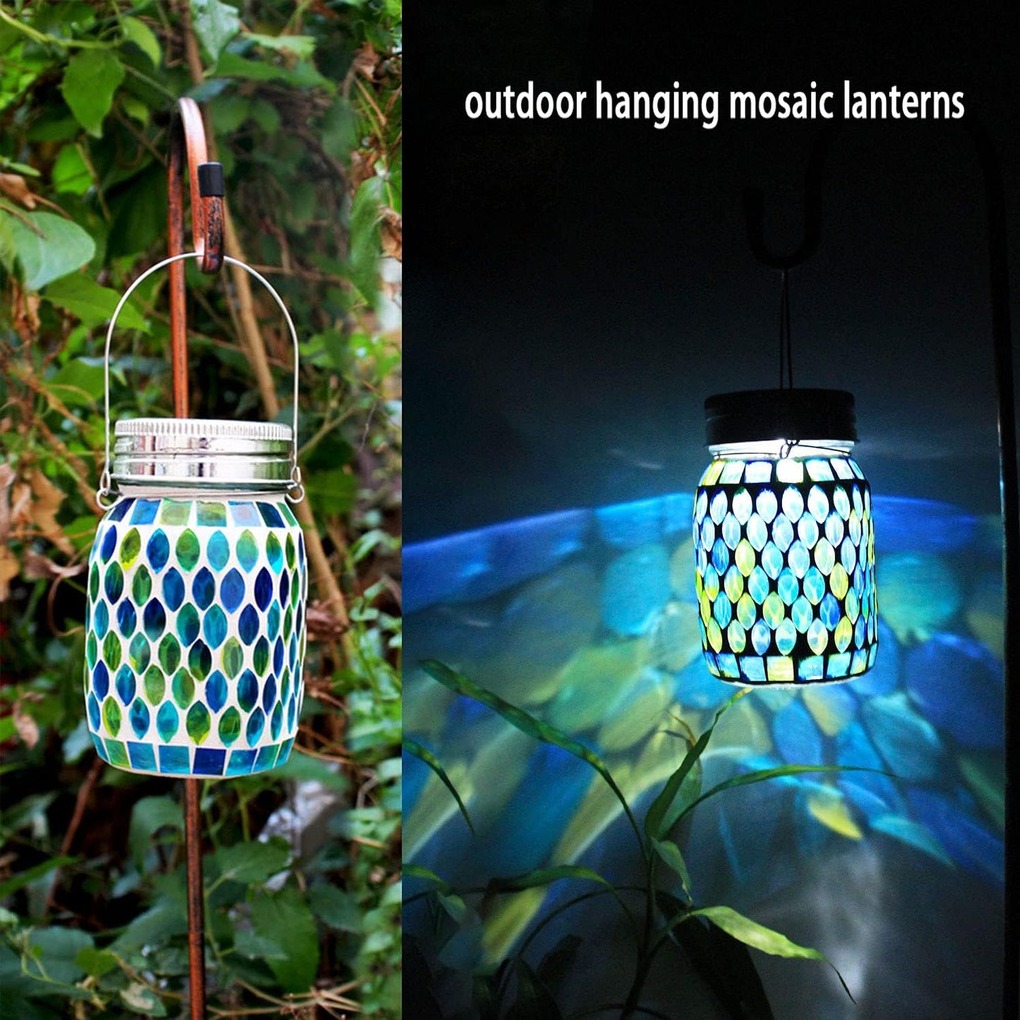 Mosaic Lights Solar Outdoor Hanging Lanterns, Garden Decor Christmas Gifts for Women Mom Grandma Halloween Decor Lights, Outdoor Waterproof Lights, Garden,Patio,Pathway & Yard Décor