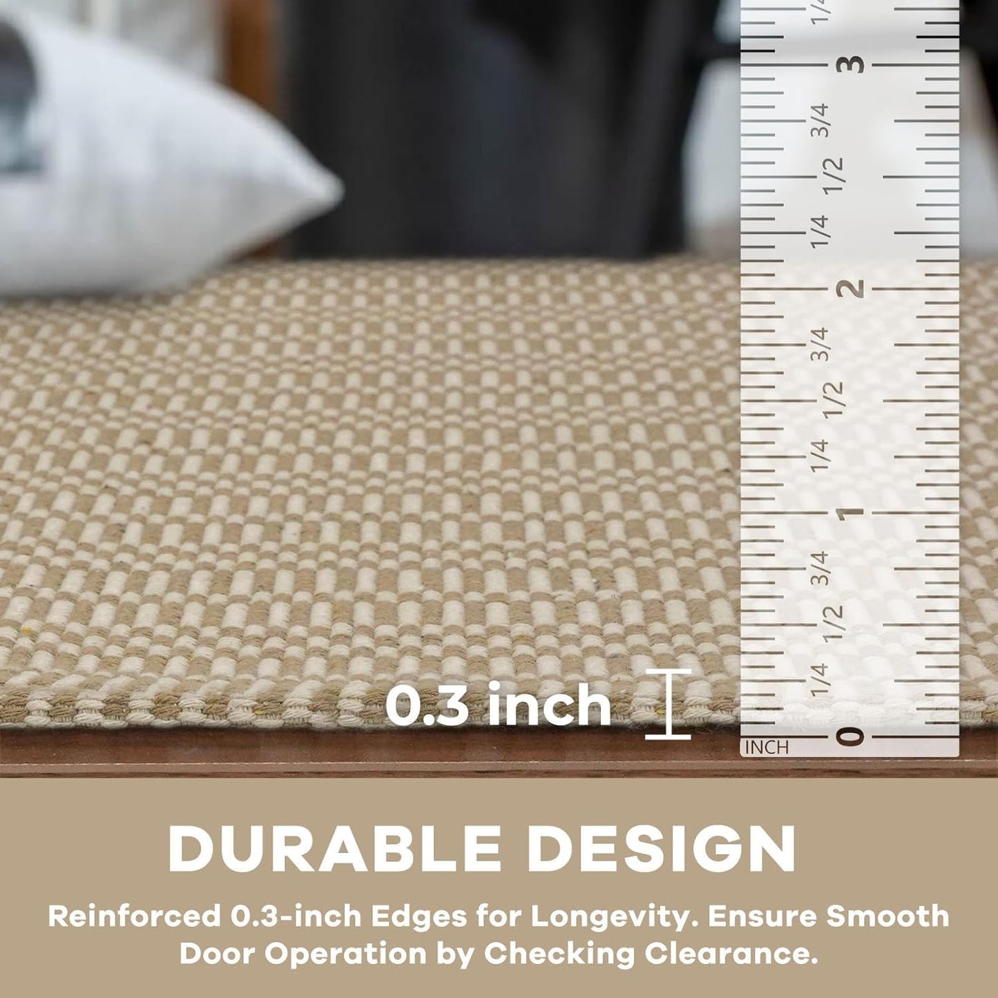 KOZYFLY Washable Runner Rug 2x5 Ft Runners for Hallways Rubber Backed Throw Rug, Braided Cotton Entryway Runner Indoor, Carpet Runners for Hallway Kitchen Entryway Bedroom, Sand/Ivory