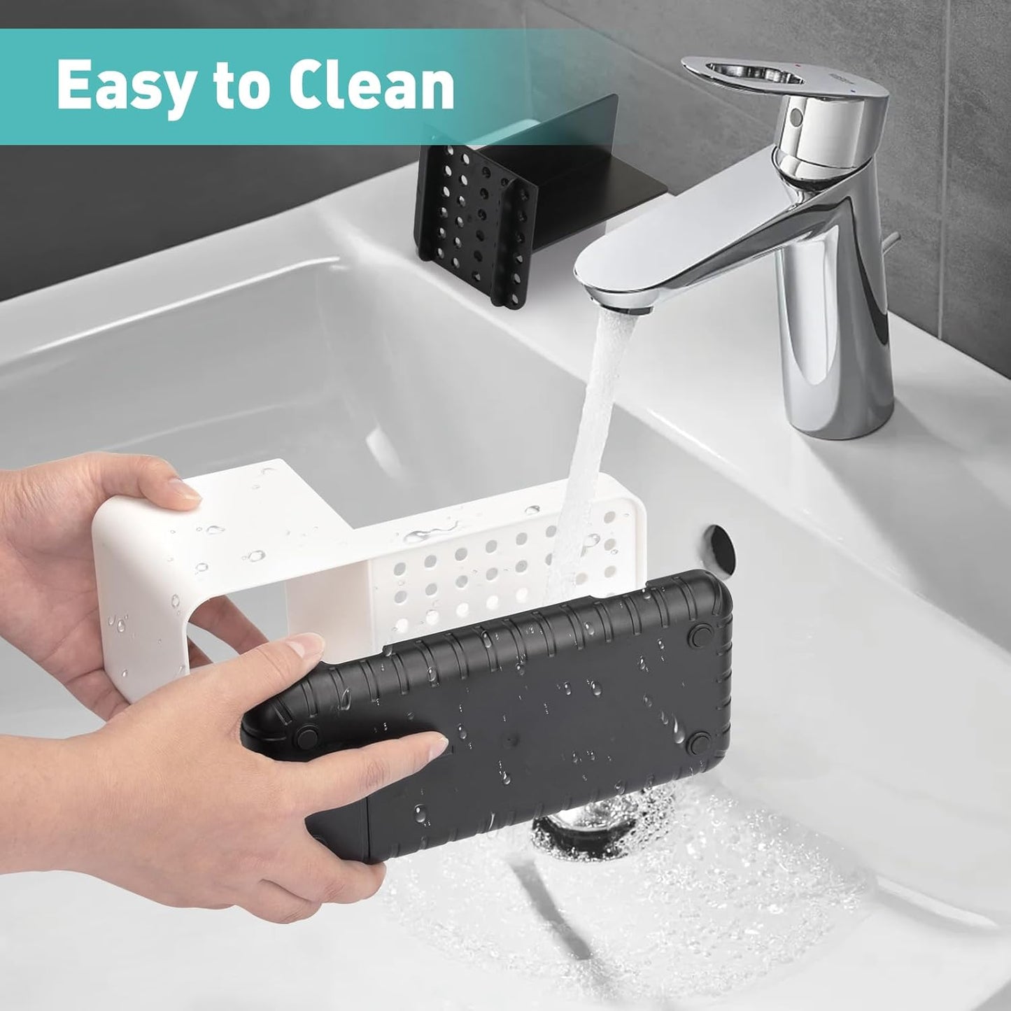 Bathroom Counter Organizer, Bathroom Organizers and Storage, Detachable Toothbrush Holders for Bathroom Vanity Sink Organizer (White)