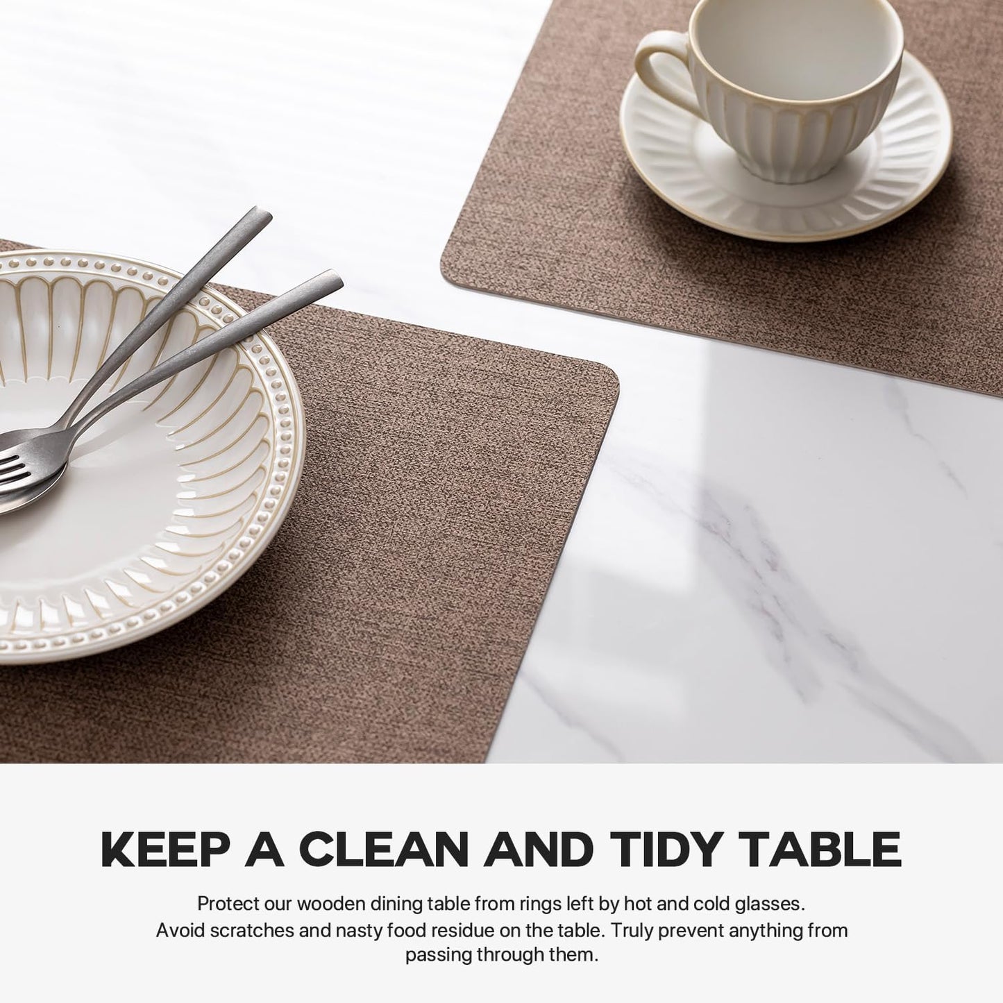 Faux Leather Placemats Set of 12 Vinyl Washable Wipeable Table Mats for Kitchen Dining Table Heat Resistant Waterproof Modern Indoor/Outdoor Placemats Non-Slip Easy Clean Place Mats (Cocoa)