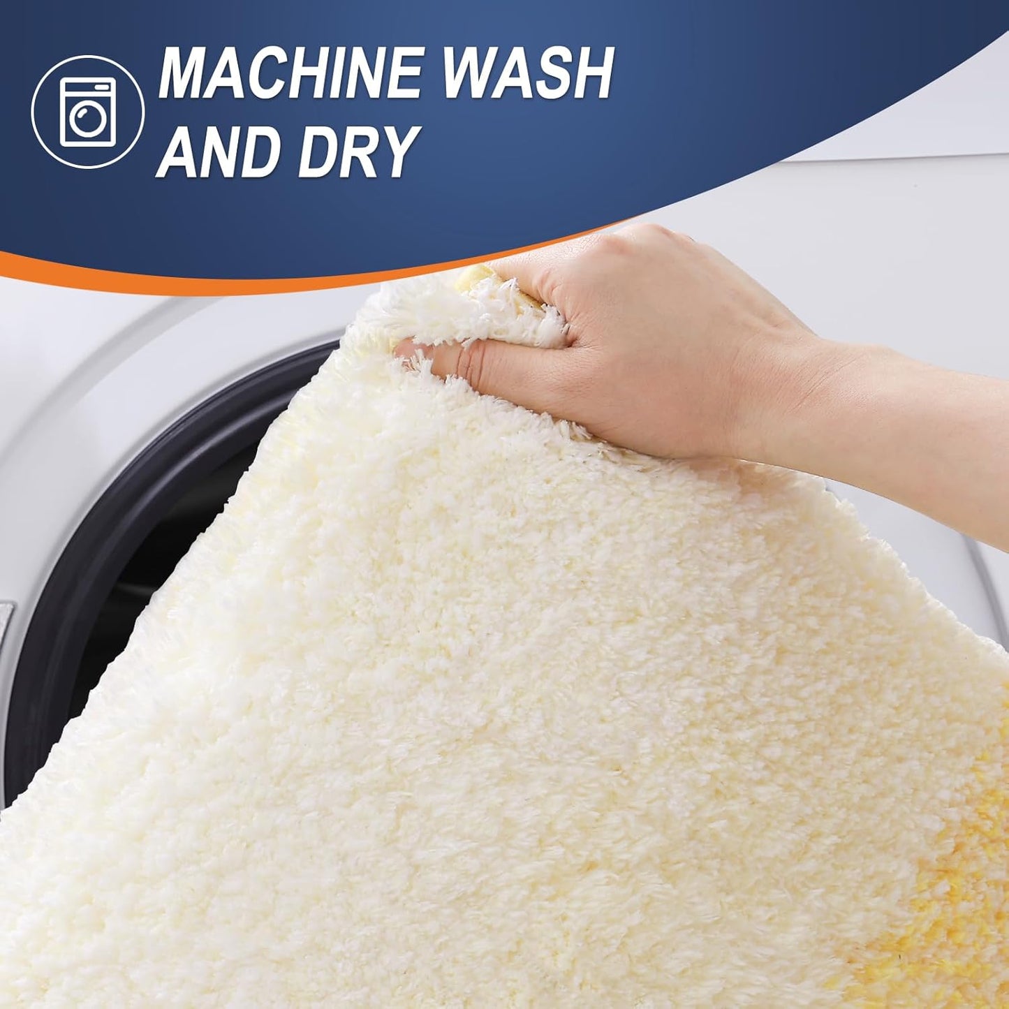 OLANLY Bathroom Rug Set 2 Piece, Soft Absorbent Microfiber Bath Rug Set, Non-Slip, Machine Wash Dry, Plush Shaggy Bath Mats for Bathroom (30"x20"+24"x16", Yellow)