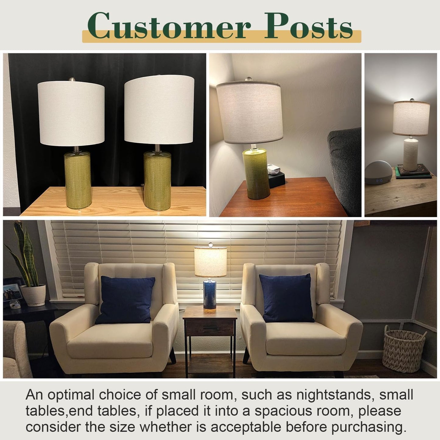 20.25/inch Modern Ceramic Table lamp Set of 2 Small Farmhouse Bedside lamp Dark Grey Nightstand Lamp End Table Lamps for Living Room Bedroom Study Office AMZ-T1109DG0