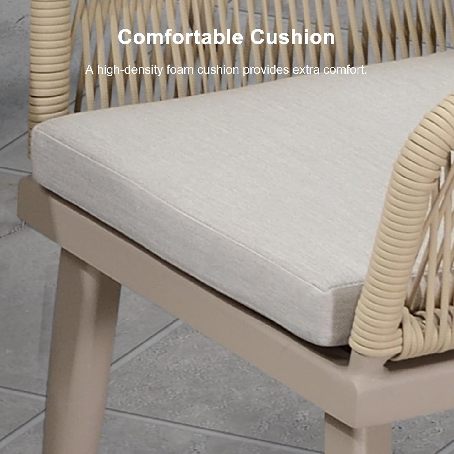 PURPLE LEAF 5 Pieces Outdoor Dining Set All-Weather PE Rattan Outdoor Patio Furniture Set with All Aluminum Frame Rectangular Table and Chairs Set for Lawn Garden Backyard Deck, Champagne