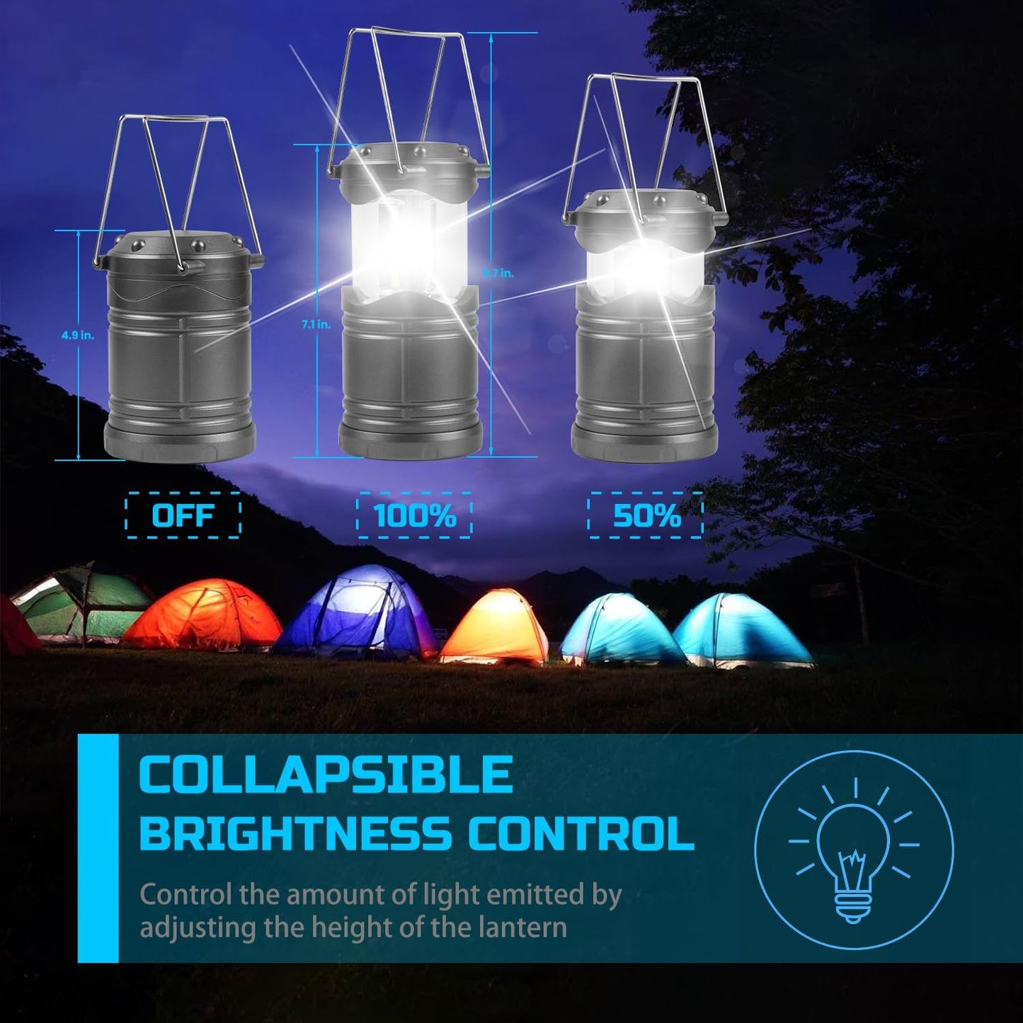 Lichamp 8 Pack LED Lantern Camping Light, Battery Operated Lanterns COB Super Bright for Power Outages Indoor Emergency Outdoor Camping Hiking Kit, B8GY