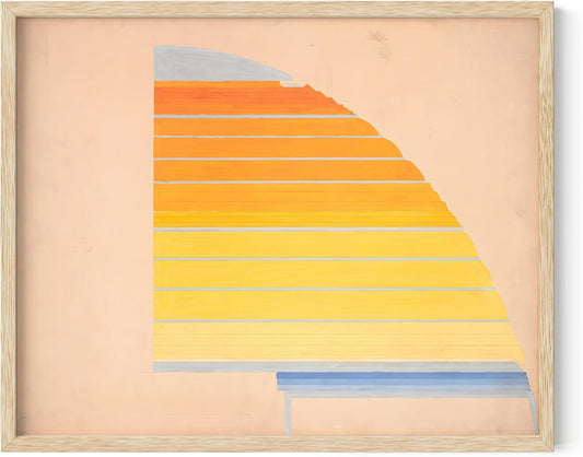 HAUS AND HUES Colorful Abstract Wall Art - Minimalist Retro Picture for Living Room Decor, Red and Pink Modern Wall Art Painting (Winold Reiss, Beige Frame, 16x20)