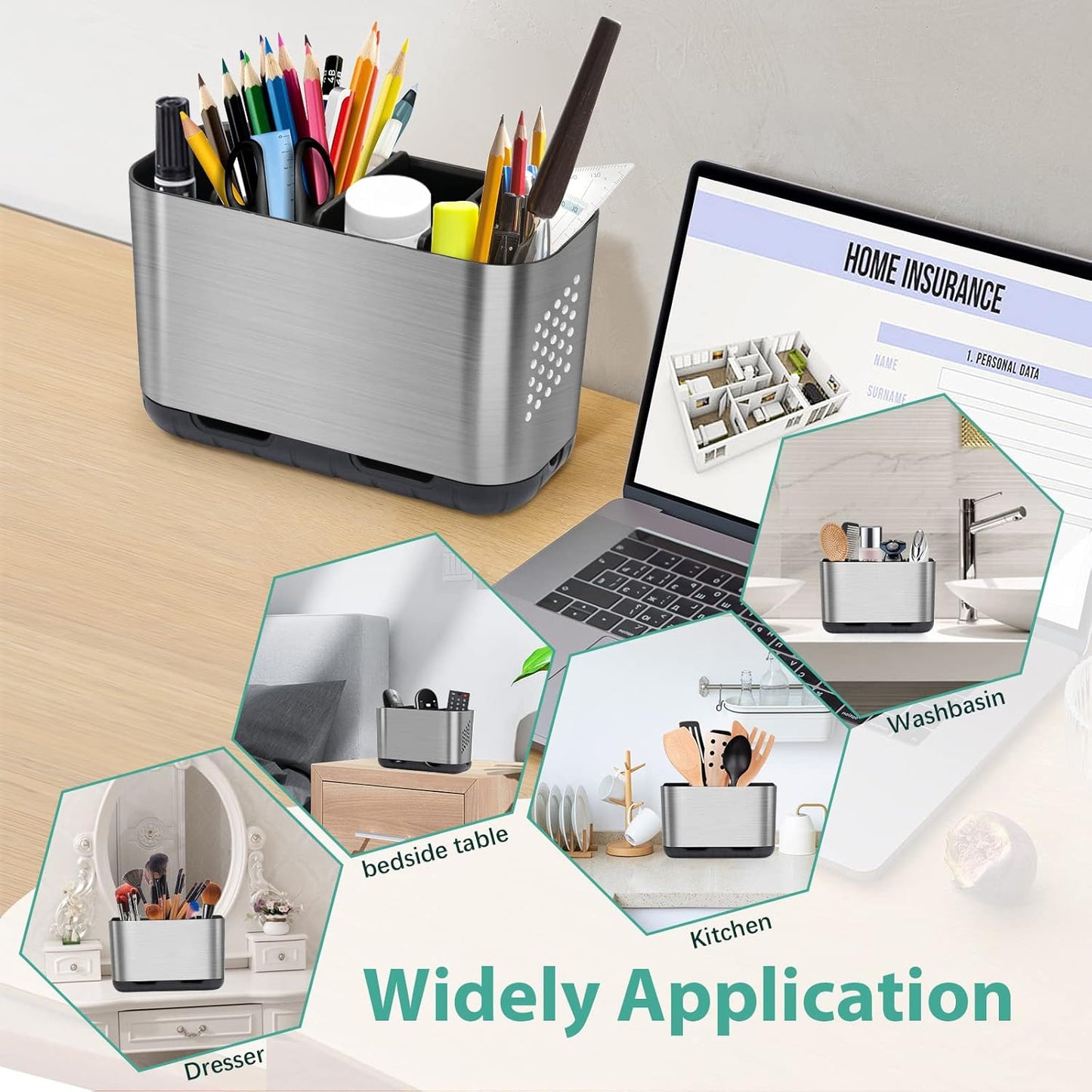 Boperzi Toothbrush and Toothpaste Holder Brushed Nickel Drainage for Bathroom Vanity, Large Electric Toothbrush Storage Caddy Anti-Slip Rustic with Adjustable Dividers for Family, Kids