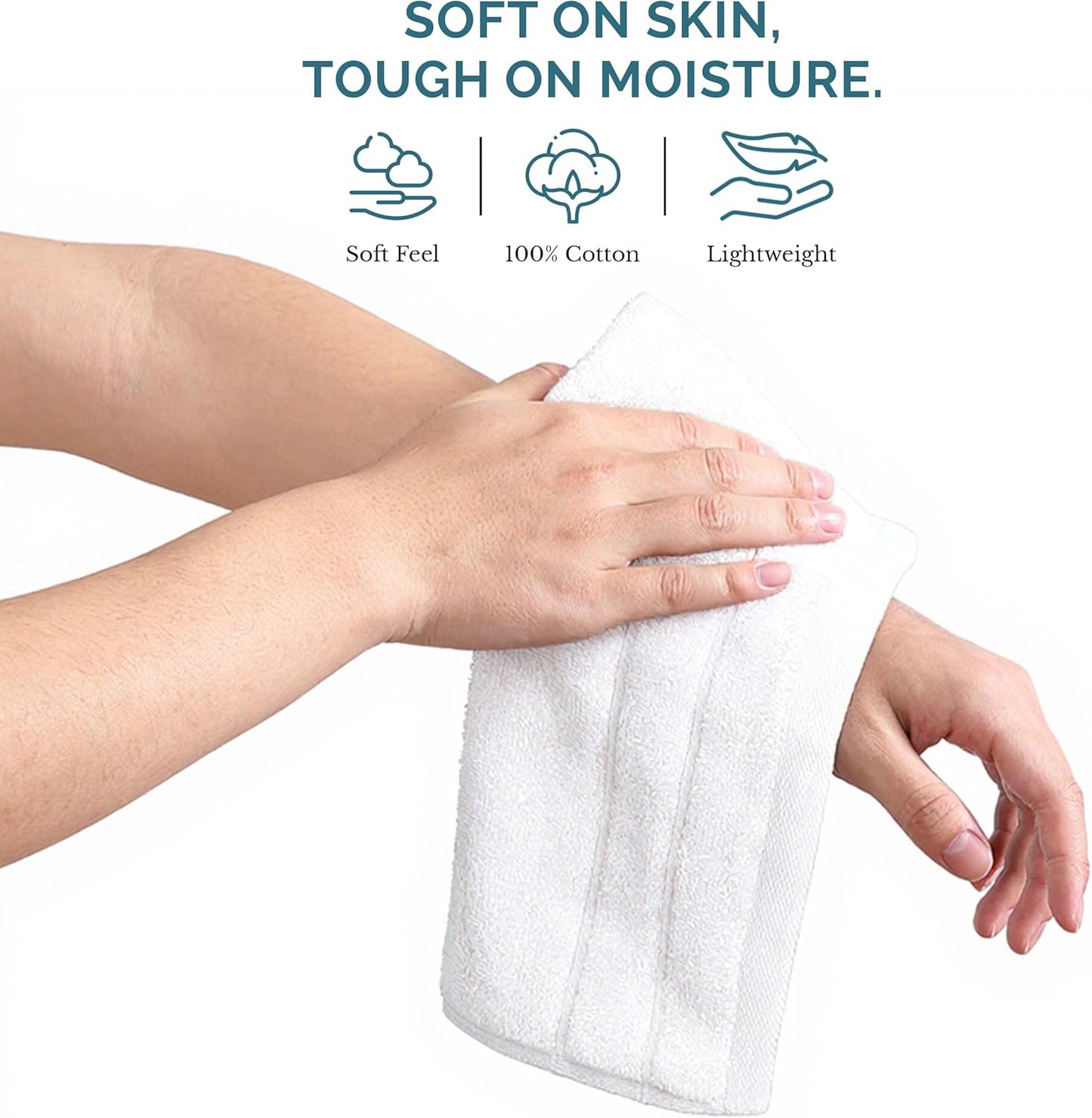 Casa Platino 100% Cotton Washcloths 24 Pack - Spa & Salon Quality Face Towels - Ring Spun, Soft & Absorbent Wash Cloth Rags for Body, Beauty, Home, Gym - Fingertip Towels - 13"x13", White Washcloths