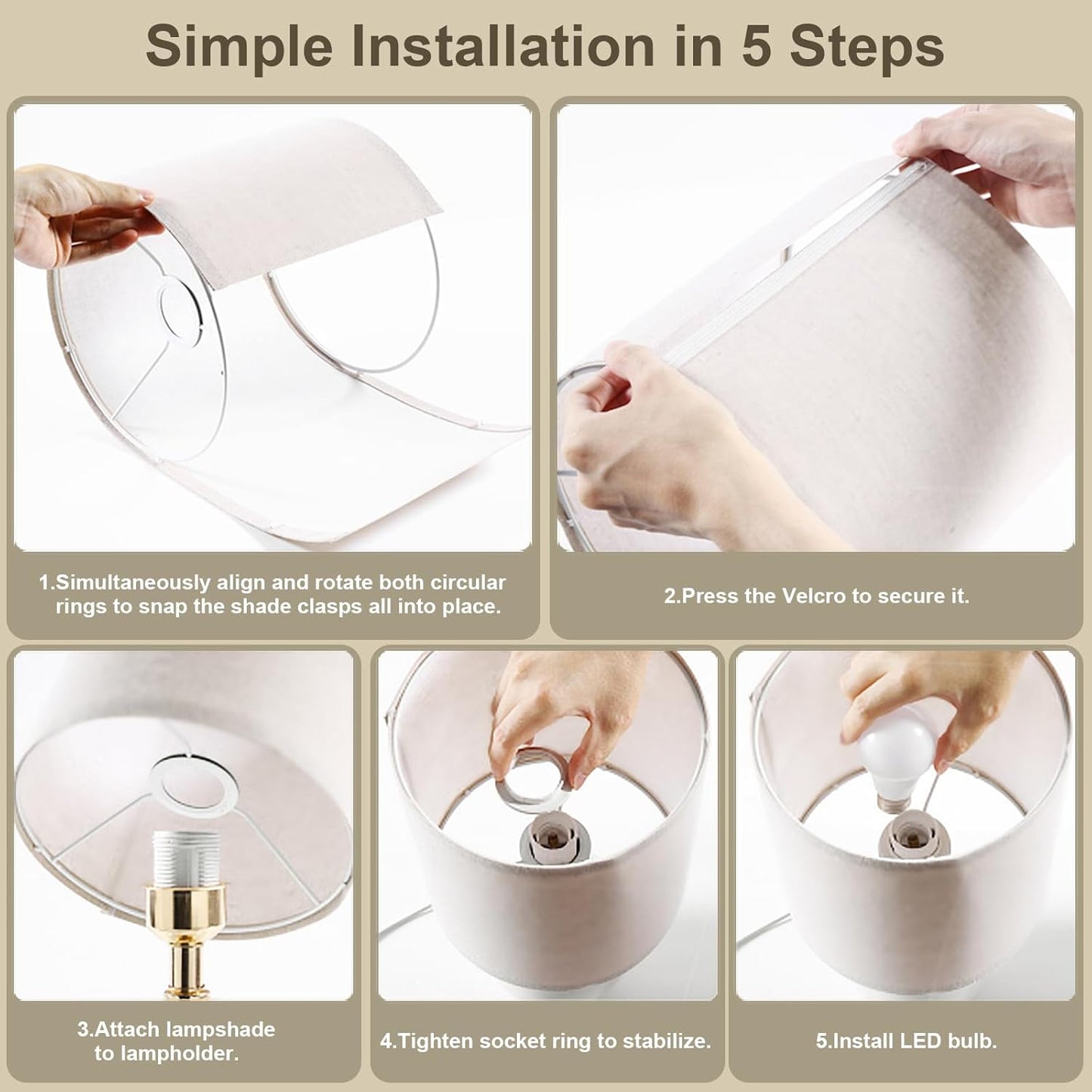 18.5" Table Lamp Set of 2 for Living Room Bedroom, Bedside Lamps for Night Stands, Desk Nightstand Lamp Dimmable, Modern Linen Cream Ceramic Lamps