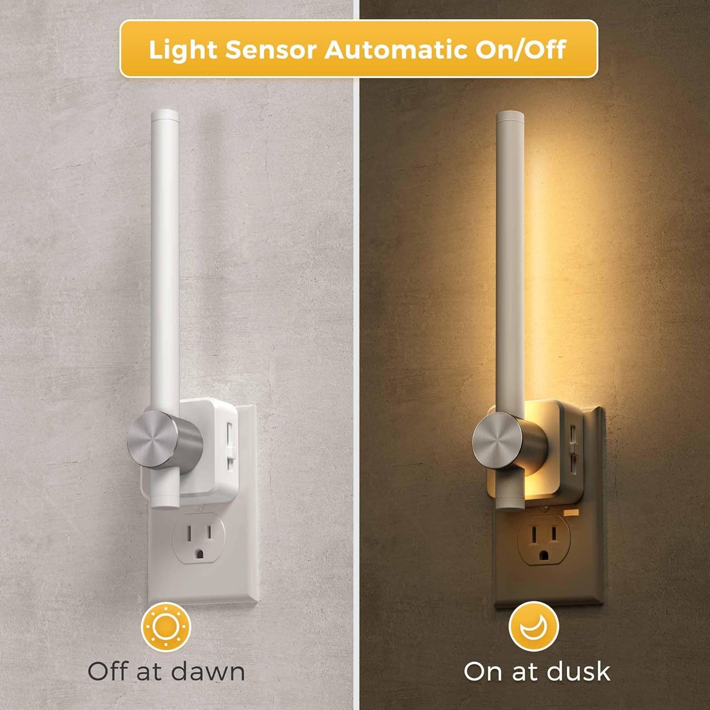 L LOHAS LED Night Light, Night Lights Plug into Wall, 0-200LM Bathroom Night Light, Dusk to Dawn Sensor 2W Dimmable Nightlights, Soft White 3000K, Modern Nightlight for Adults Mirror Restroom, 1 Pack