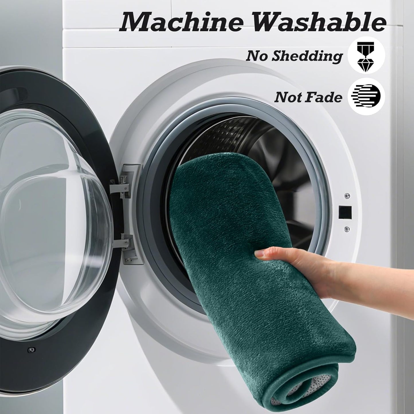 HUXMEYSON Bathroom Rugs Sets 3 Piece, Non-Slip & Quick Dry Bath Mat Set, Ultra Soft Velvet Bath Rugs for Bathroom, Toilet and Shower Floor, Peacock Blue