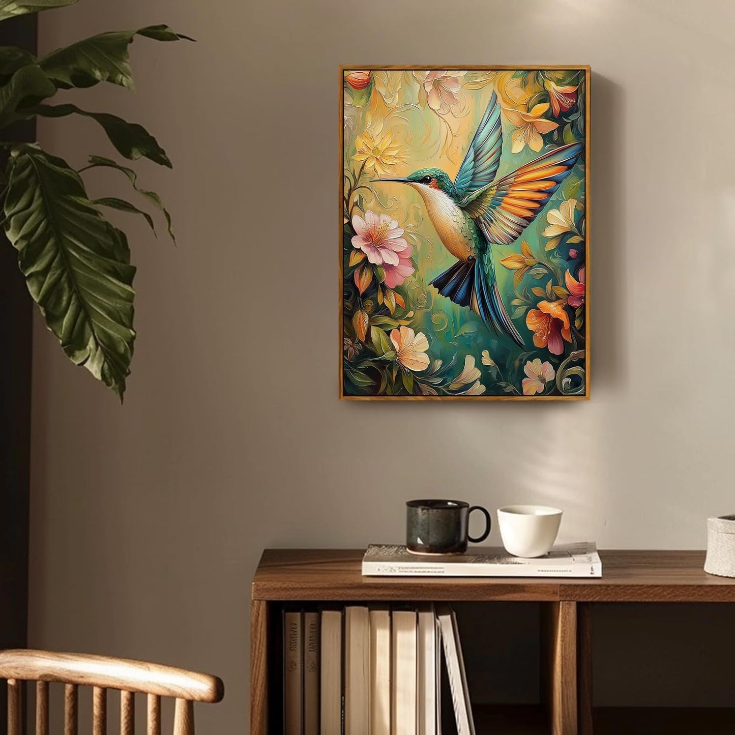 Framed Vintage Wall Art, Boho Canvas Wall Art, Dark Flowers Pictures, Nature Botanical Wall Decor, Bird Animal Paintings Prints, for Living Room Bedroom Home Decor 8x10in