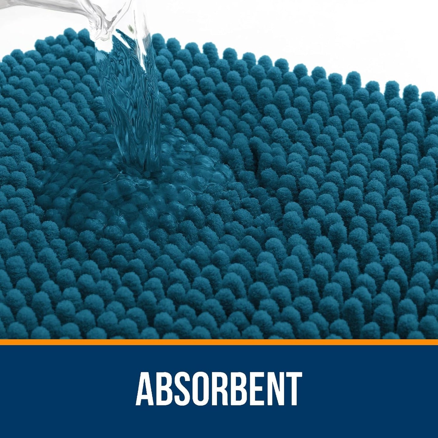 OLANLY Bathroom Rugs Sets 3 Piece, Soft Absorbent Chenille Bath Mats and U-Shaped Contour Toilet Rug, Quick Dry, Home Decor Accessories, Bath Mat Set for Floor (36"x24"+24"x16"+24"x20", Peacock Blue)