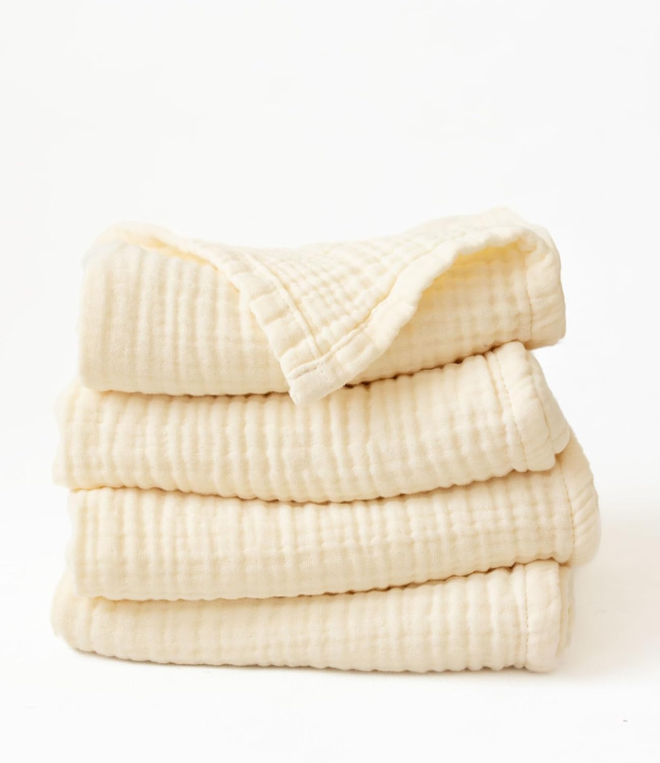 Muslin Hand Towel Pack of 4 18"x34" Inch Large Size, 100% Turkish Cotton, Thin, Soft, Quick-Dry, Lint-Free, Hand Towels (Natural, Pack of 4 Hand Towels)