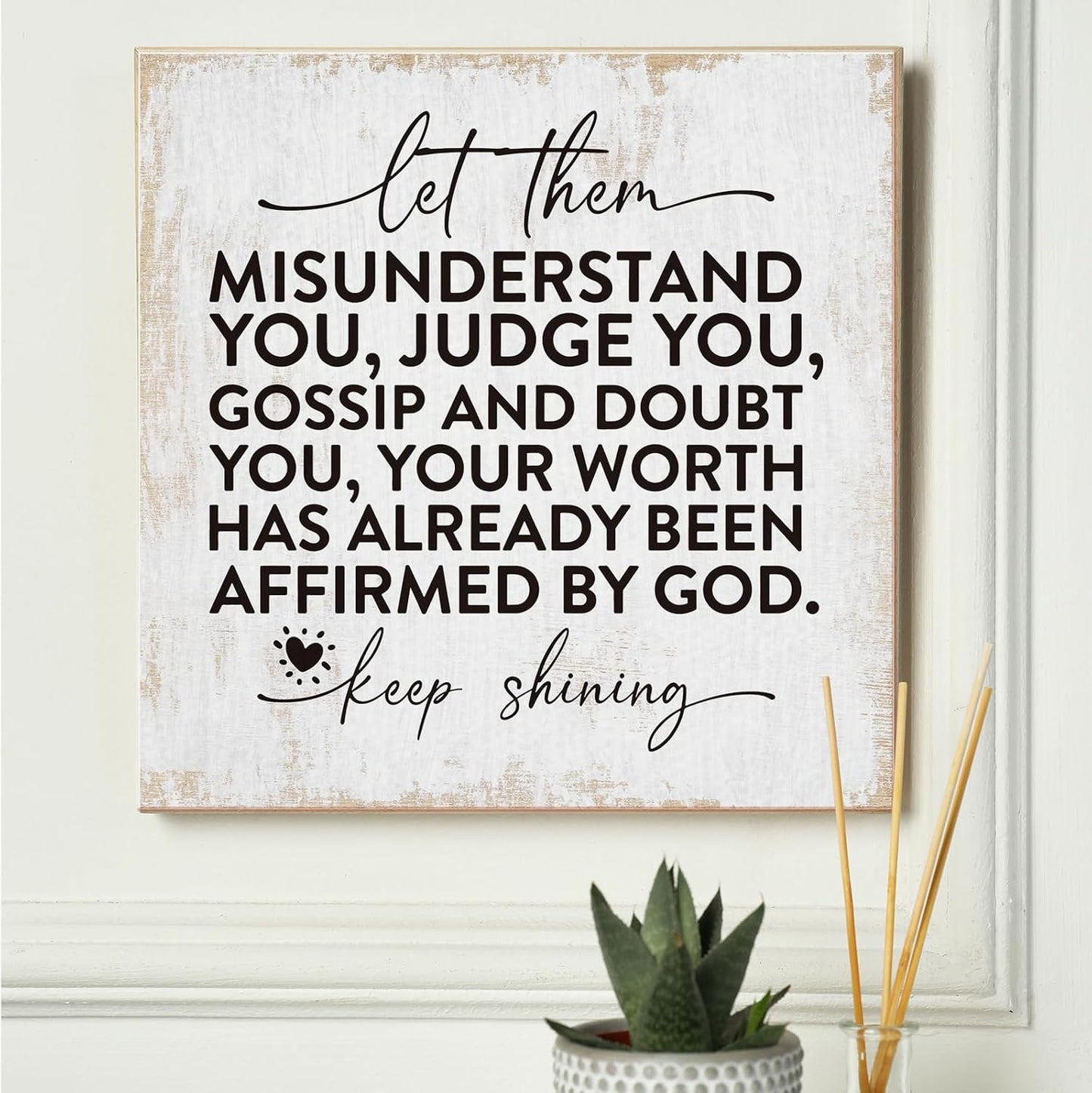 Inspirational Therapy Office Decor Canvas Wall Art Framed Painting Prints Wall Decor Rustic Motivational Decorative Mental Health Decorations for Bathroom Home Office Accessories,11.8x11.8 Inch