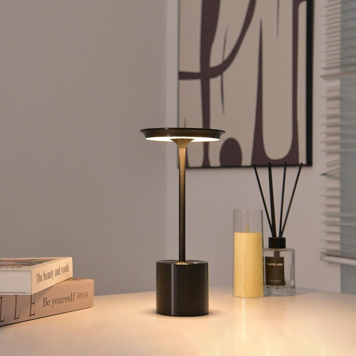 Cordless Table Lamp, Portable Rechargeable 6000mAh Outdoor Table Lamp, 3 Color Stepless Dimming Battery Powered Lamp, LED Table Light for Dinner/Restaurant/Outdoor (2Pack Black)