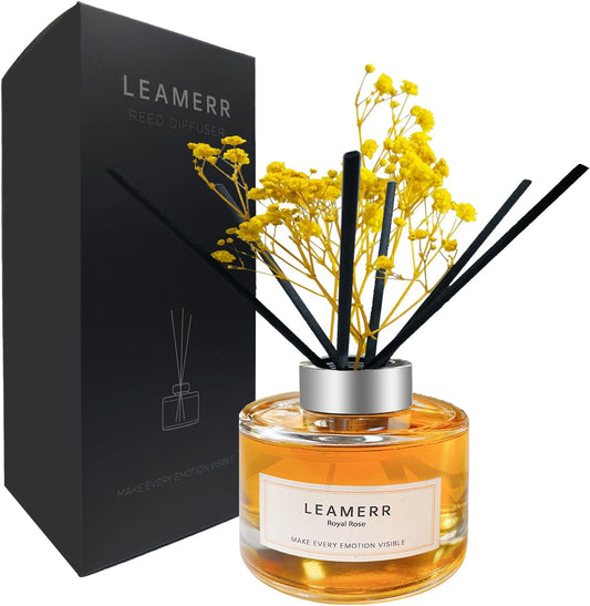 Reed Diffuser Sets Home Fragrance Essential Oil Diffuser Royal Rose Scent- 7 oz (210 ml) Fragrance Oil Diffuser for Bedroom Bathroom Home Décor Includes Reed Diffuser Sticks Scented Oils