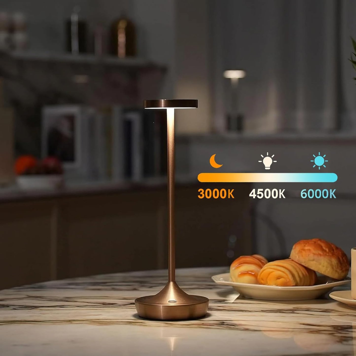 Cordless Table Lamp Rechargeable - 6000mAh LED Battery Operated Table Light - Portable Touch Dimmable Outdoor Waterproof Table Lamps for Patio Bar Restaurant Dining (2 Brown)