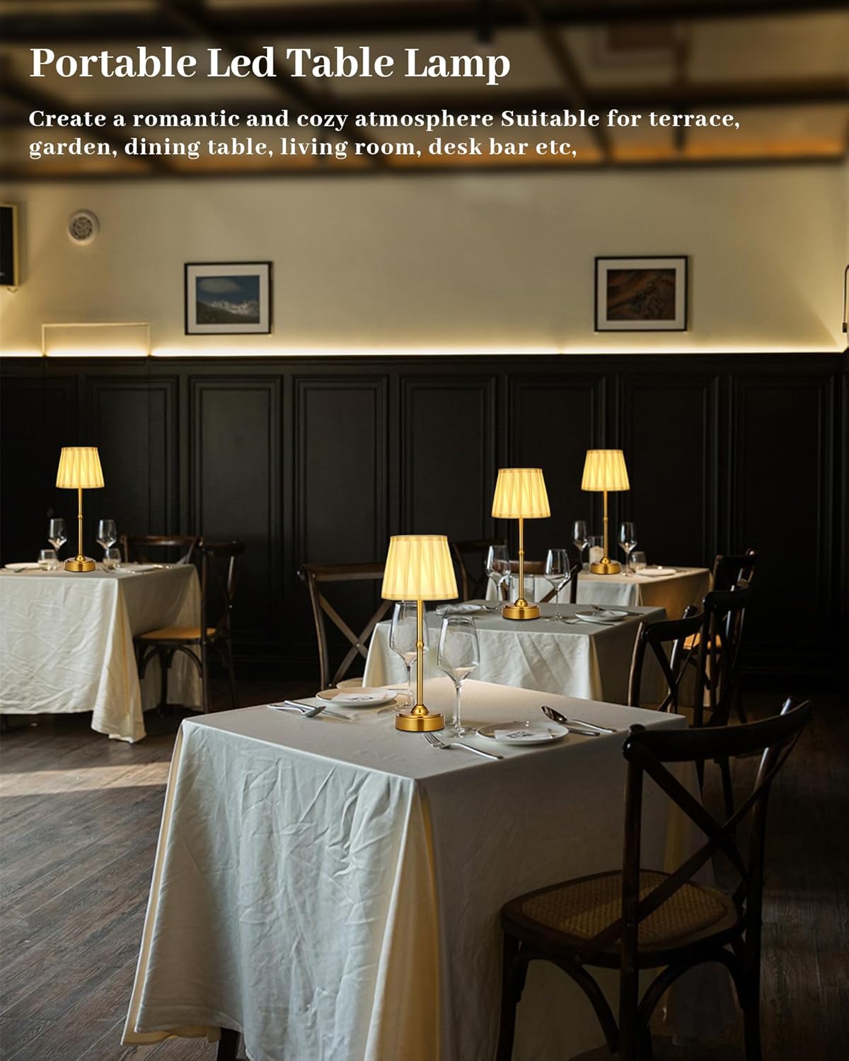 Portable Led Cordless Lamp Table Light 2 Pack, Rechargeable 6000mAh Battery Outdoor Table Lamp for Dinning Restaurant Patio Bedroom Camping, IP54 Waterproof, Dimmable