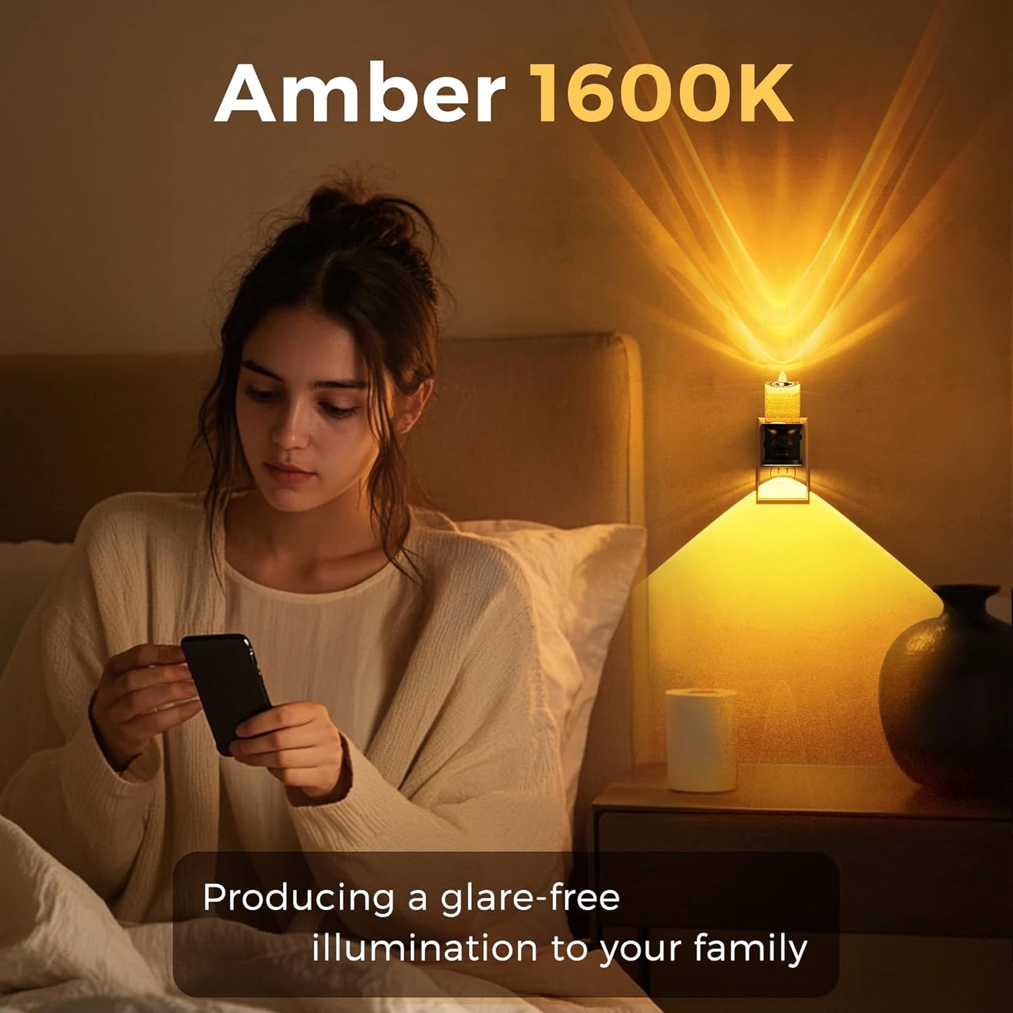 L LOHAS LED Flameless Candle Night Light, 2 Pack Amber Night Lights Plug into Wall, 0-100LM Dimmable Nightlight, LED Candle Night Light with Light Sensor, for Living Room, Bathroom, Hallway