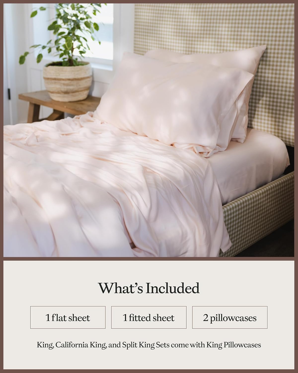 Cozy Earth Luxury Bed Sheet Set - 100% Viscose from Bamboo Fabric, Ultra-Soft & Breathable, Fits Regular & Deep Pocket Mattresses up to 20" - 5 Pieces Split King Sheet Set - Peony