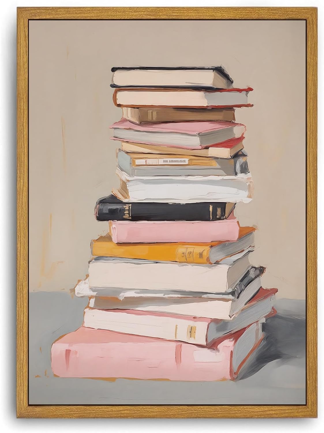 Djmwtb Framed Wall Art Book Canvas Wall Art Prints Vintage Library Books Wall Decor Aesthetic Posters Pictures Bookish Paintings for Classroom Reading Room Kids Bedroom 16x24in