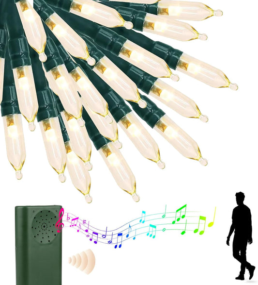 33FT 100LED String Lights,Battery Christmas Music Light Waterproof,Motion Sensor Christmas Lights with 6 Modes for Indoor Outdoor Yard Patio Garden Xmas Tree Decor